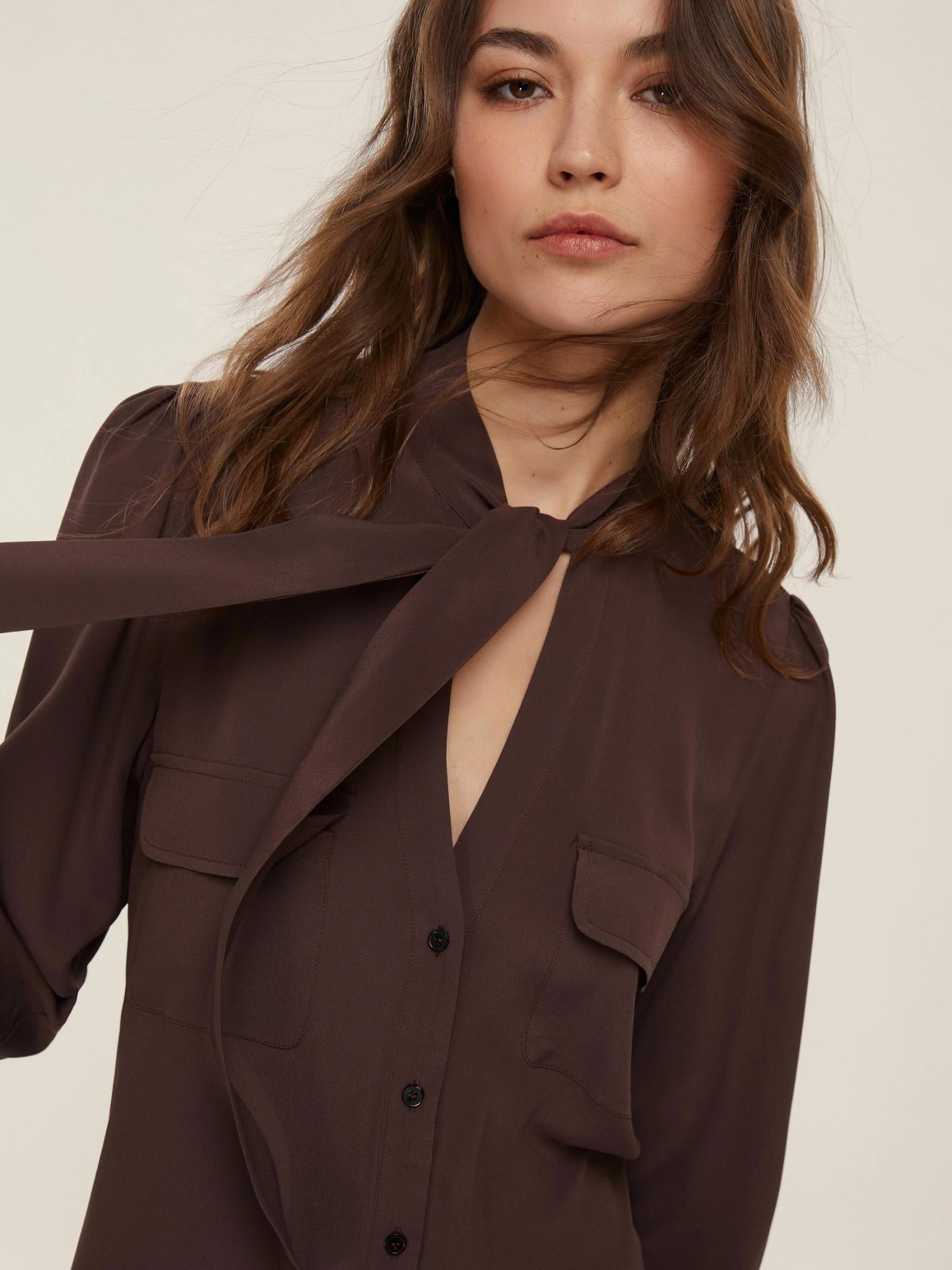 EMME MARELLA Emme Marella Camicia sfiancata in misto seta Alibi Donna Testa di moro Camicia