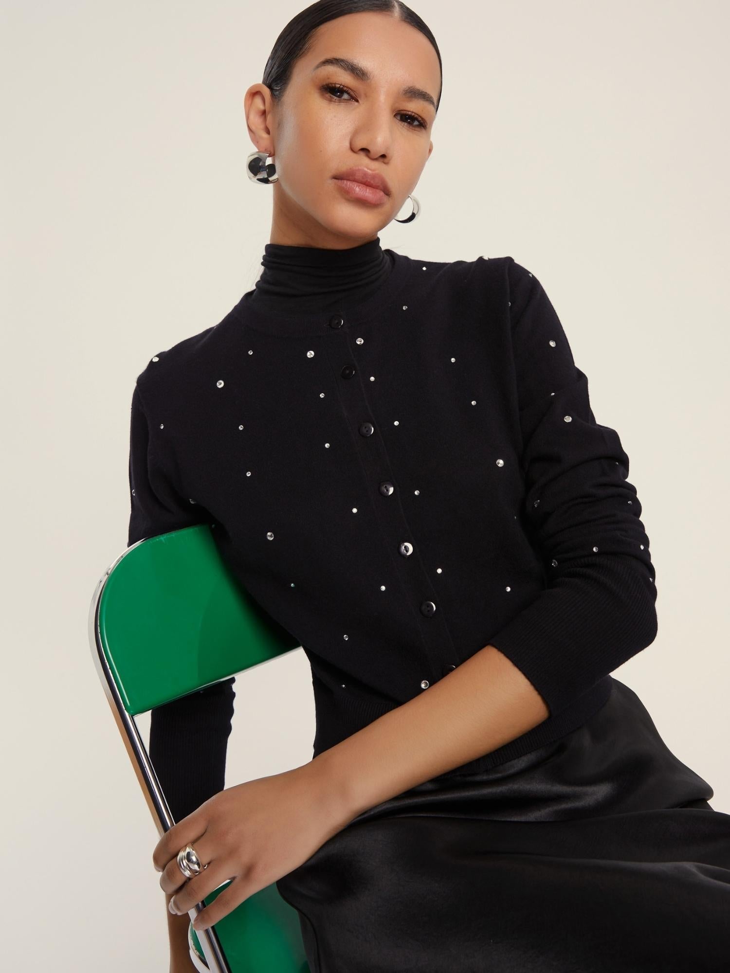 EMME MARELLA Emme Marella Cardigan corto in viscosa stretch Rena Donna Nero Cardigan