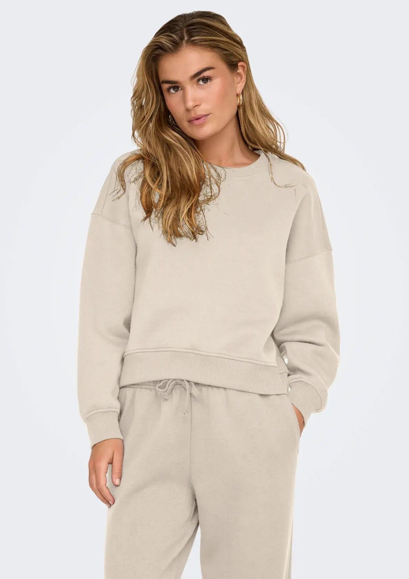 ONLY Felpa Donna Only Onlbest Beige Felpa
