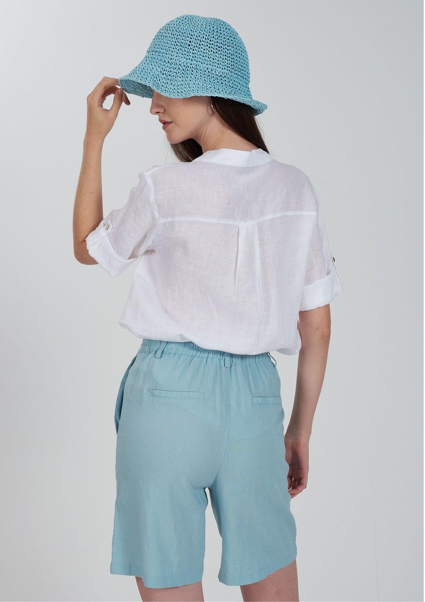 Yes Zee Camicia Donna Misto Lino Bianca C231 YZ00 0101 YES ZEE