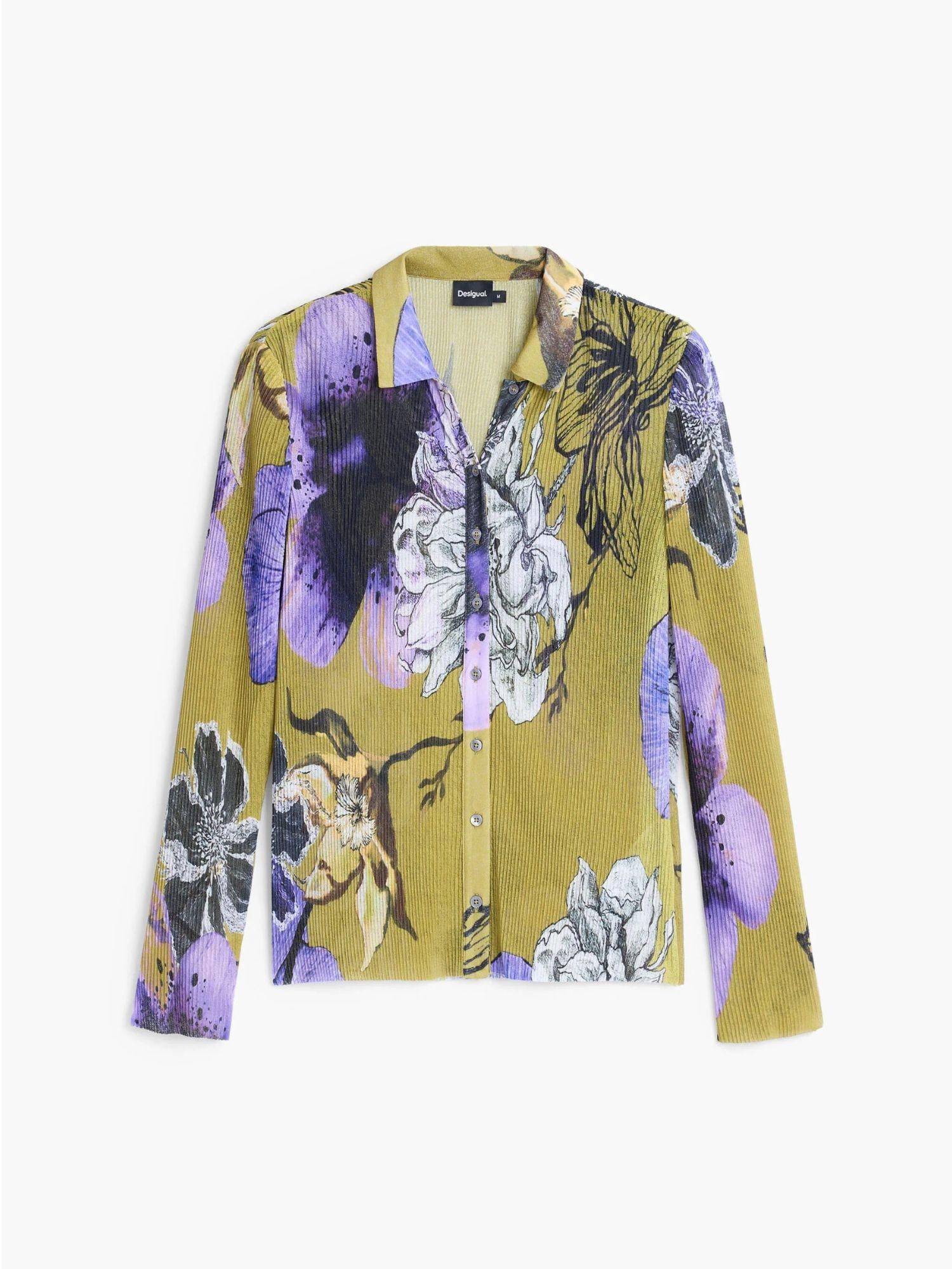 Desigual Maglietta abbottonata disegnata da Mr. Christian Lacroix Donna Verde 25WWTK35 4010 DESIGUAL