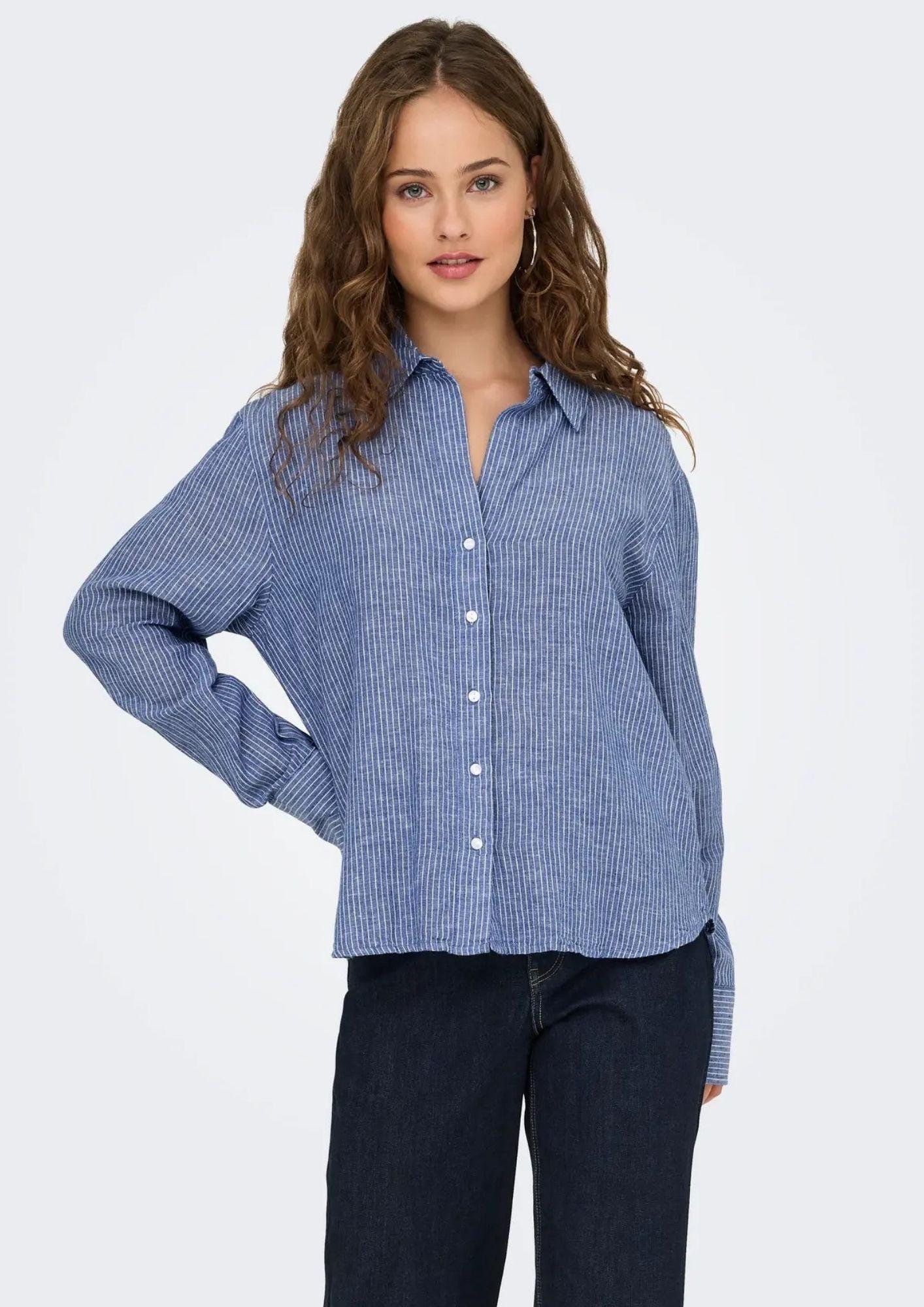 Jacqueline De Yong Camicia Donna Mila Blu Righe Bianche 15345487 Star Sapphire CLOUD DANCER JACQUELINE DE YONG