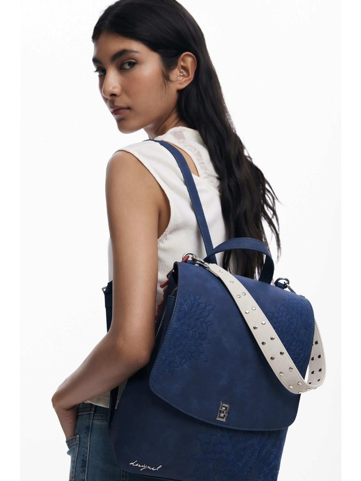 Desigual Zaino con patta piccola incisa Donna Blu 25WAKP34 5031 DESIGUAL