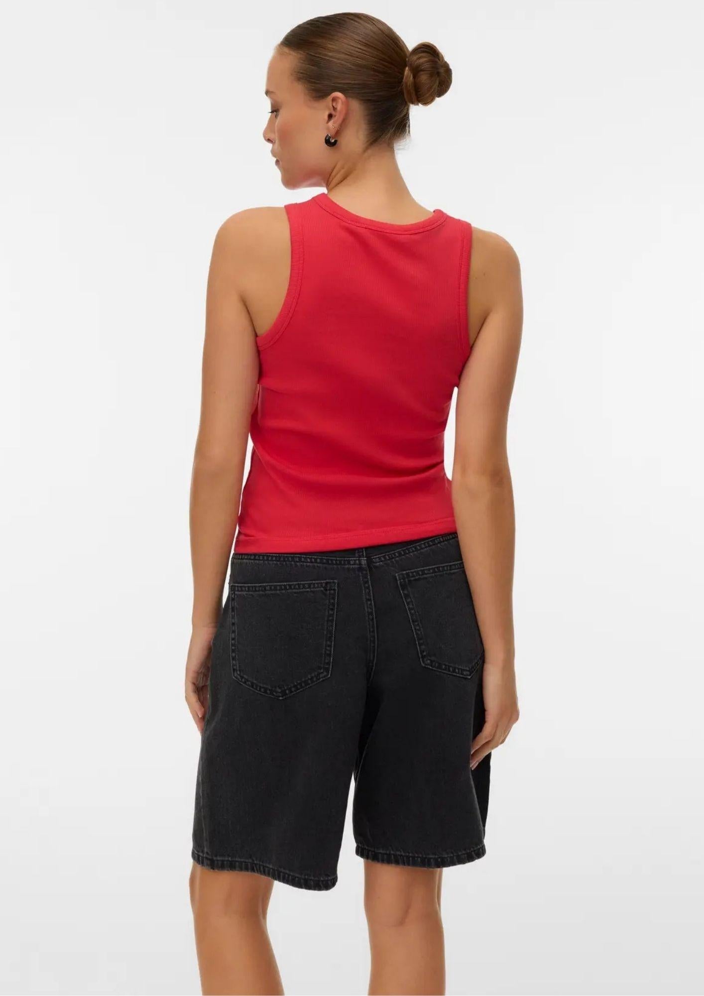 Vero Moda Top Donna Naja Rosso con Stampa Butterfly 10341964 Poinsettia BUTTERFLY VERO MODA