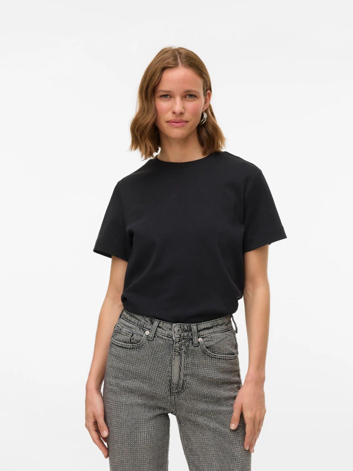 Aware T-Shirt Donna Nero Awnaima 10294544 Black VERO MODA