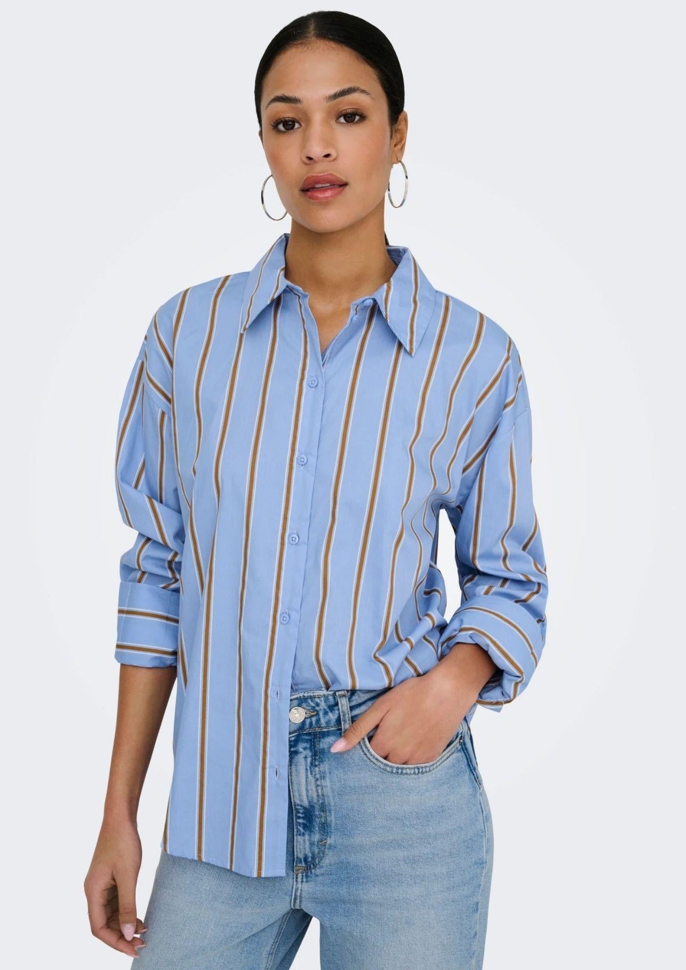 Jacqueline De Yong Camicia Donna Serena Blu a Righe 15380444 Bel Air Blue JACQUELINE DE YONG