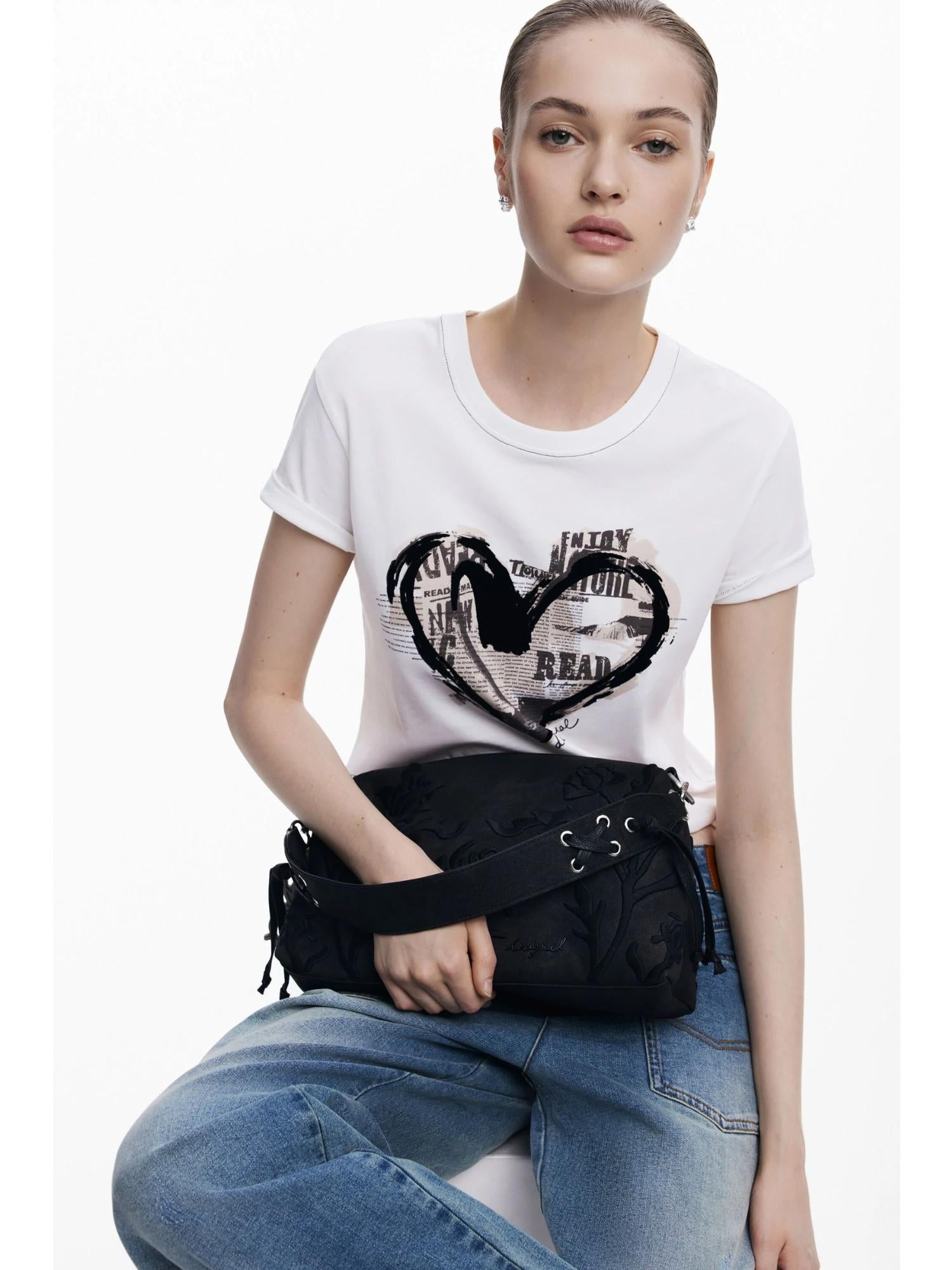 Desigual Borsa media con incisioni 3D Donna Nero 25WAXP41 2000 DESIGUAL