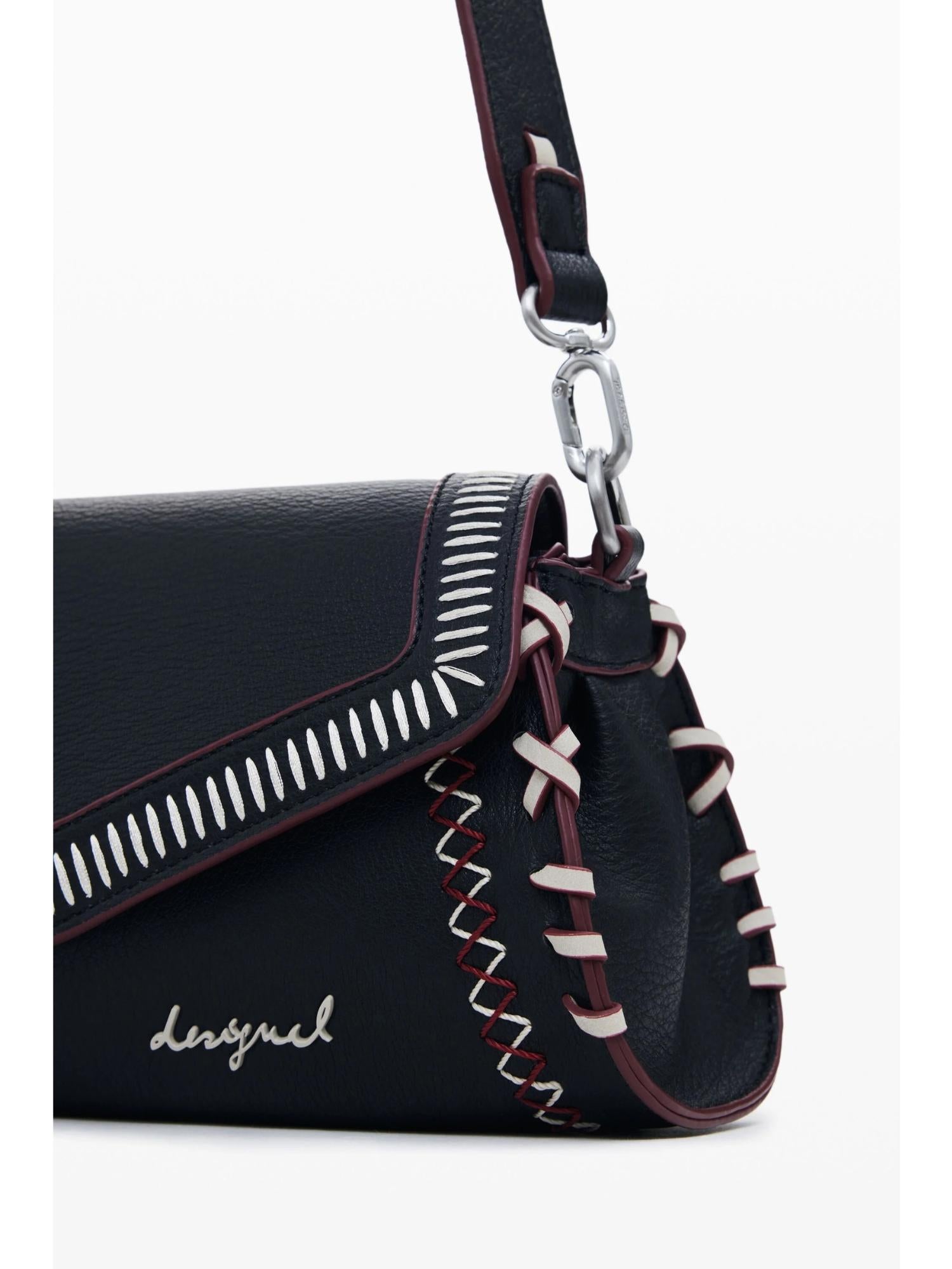 Desigual Borsa effetto pelle cuciture media Donna Nero 25WAXPBE 2000 DESIGUAL