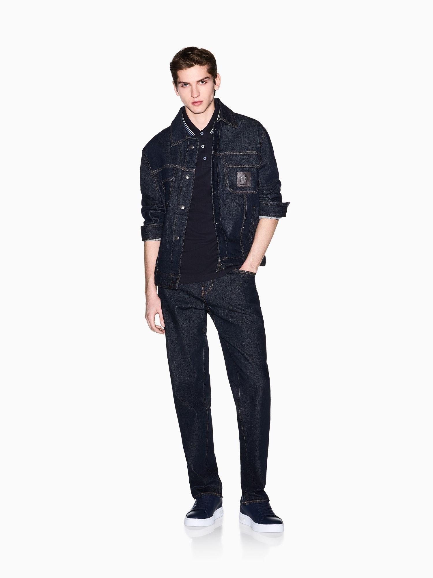 Armani Exchange Polo Uomo Blu Navy in Piquet di Cotone Traspirante XM002326 AF13026 UB101 ARMANI EXCHANGE