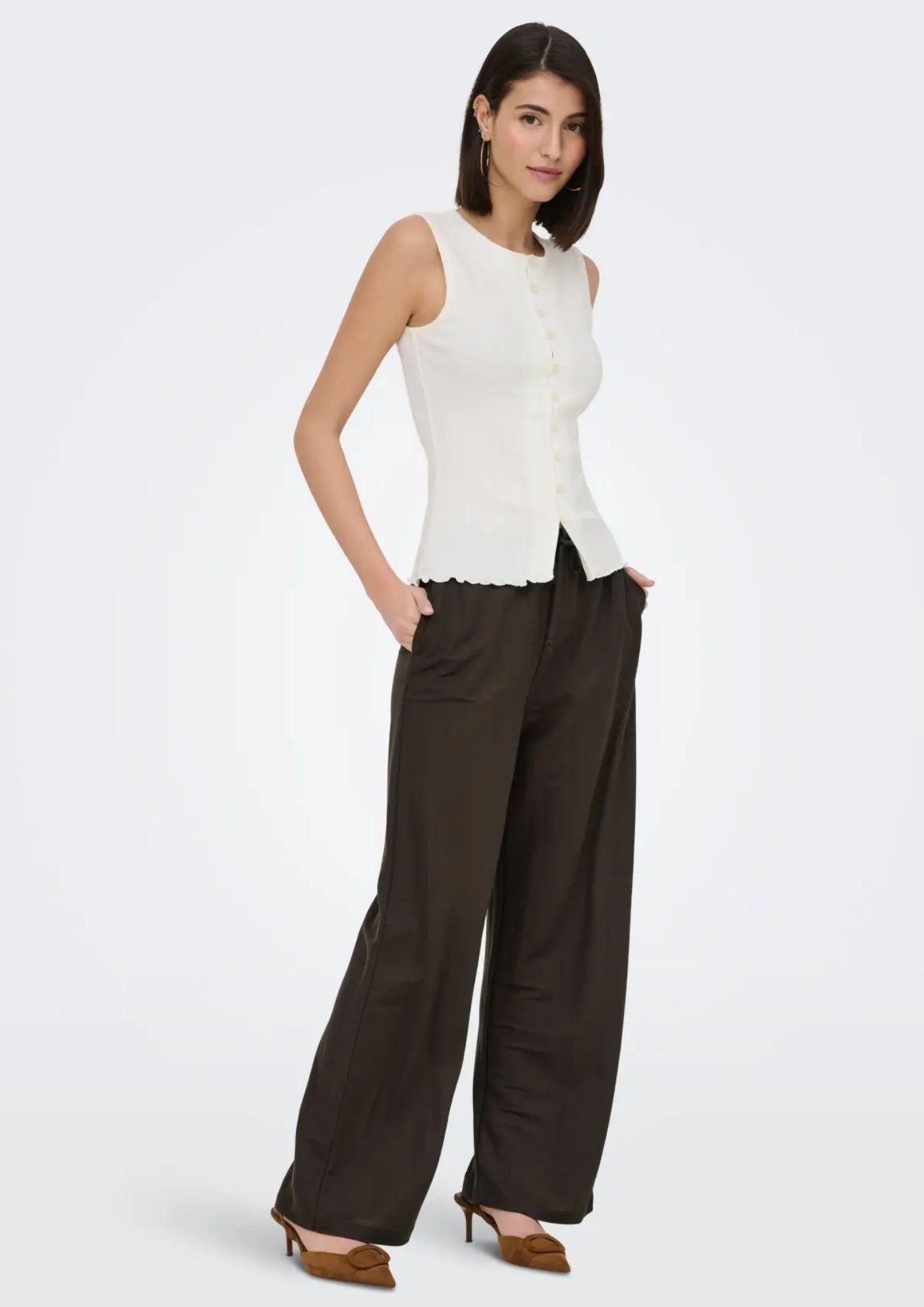 Jacqueline De Yong Pantalone Donna Leslie Marrone 15374331 Chocolate Brown JACQUELINE DE YONG