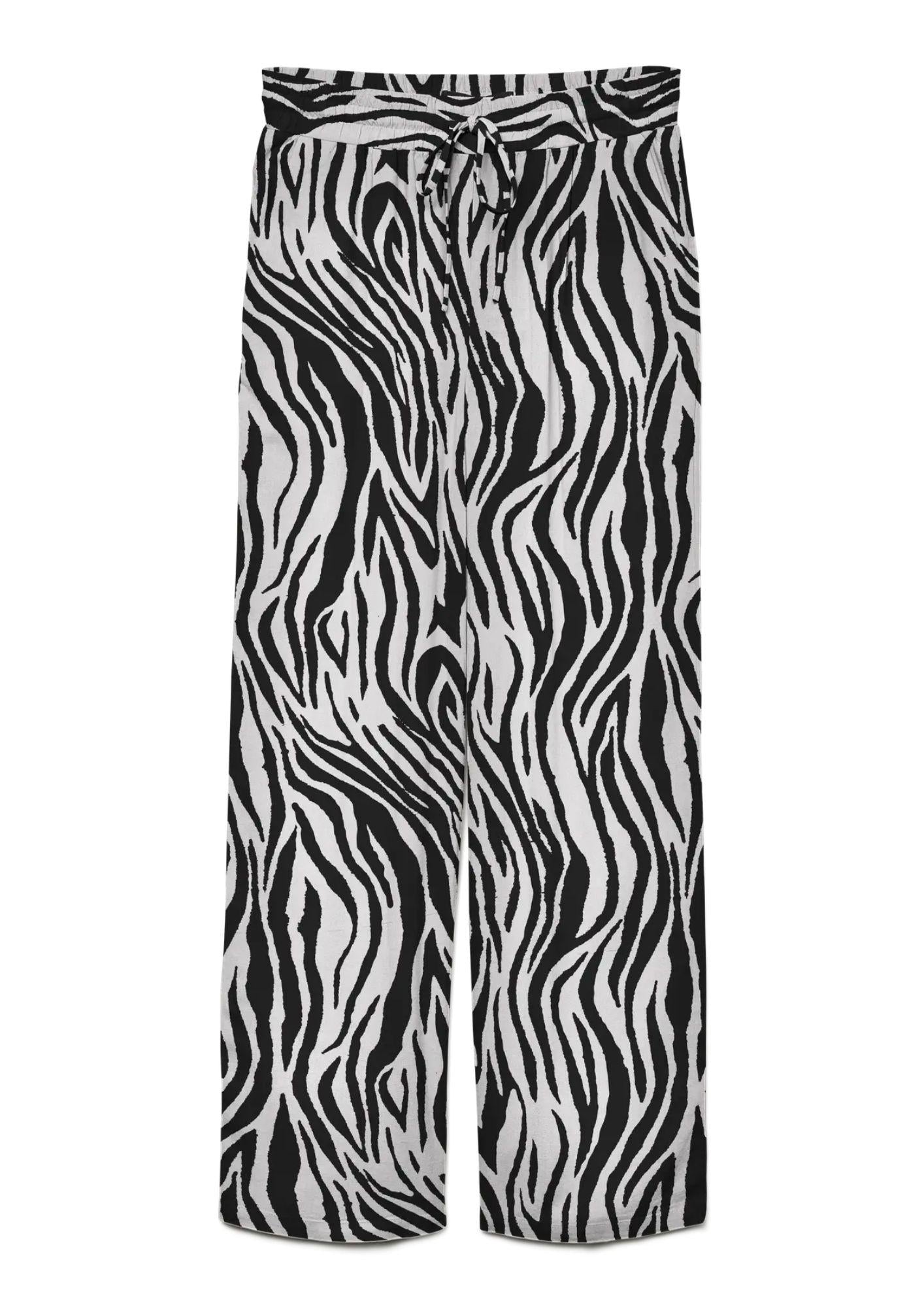 Vero Moda Pantalone Donna Jesmilo Grigio Zebrato 10287363 Silver Lining Sina Zebra Black VERO MODA