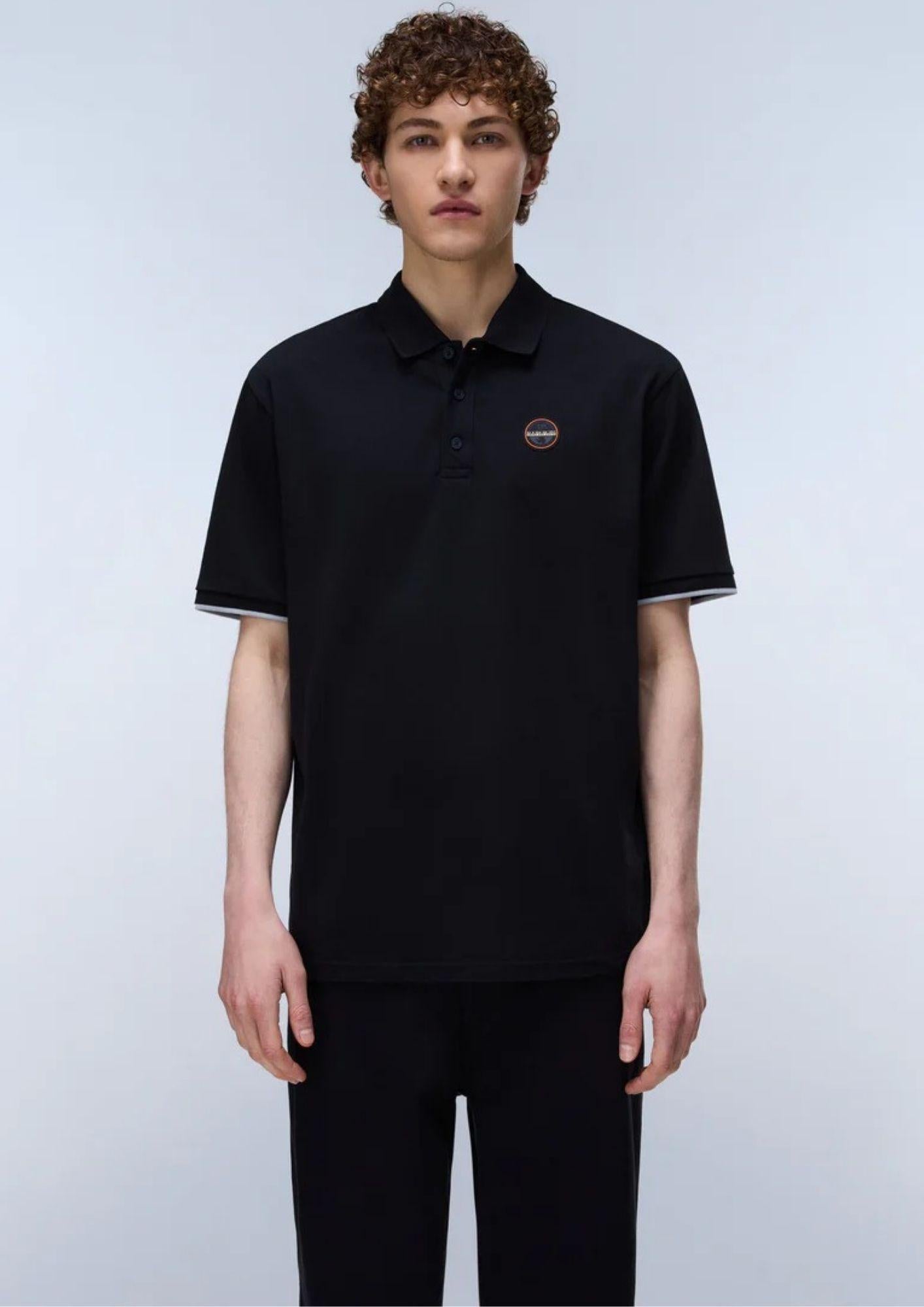 Napapijri Polo Uomo Badge Nera NP0A4GAC 941 NAPAPIJRI