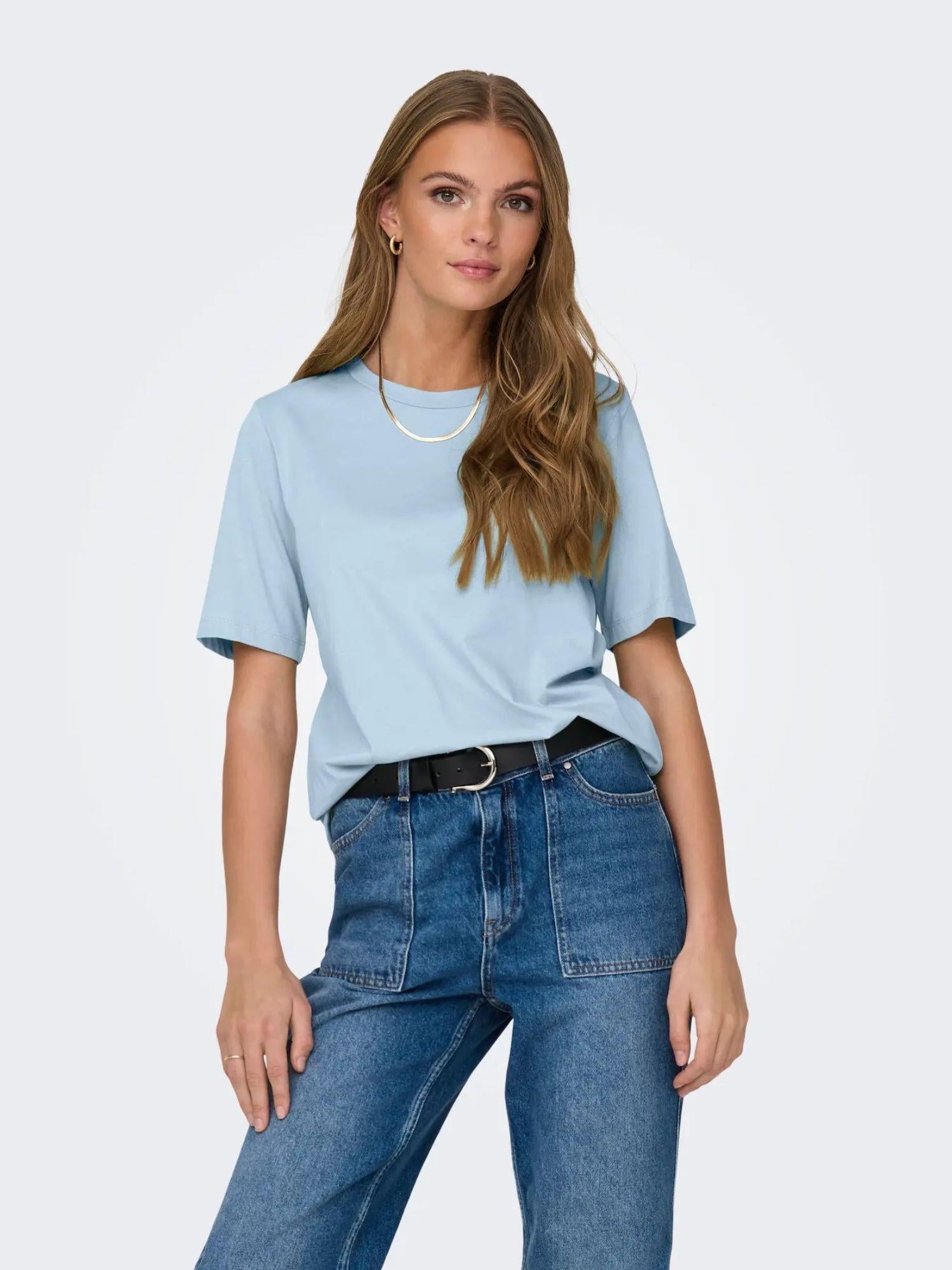 Only T-Shirt Donna Cashmere Blue Onlonly 15270390 Cashmere Blue ONLY