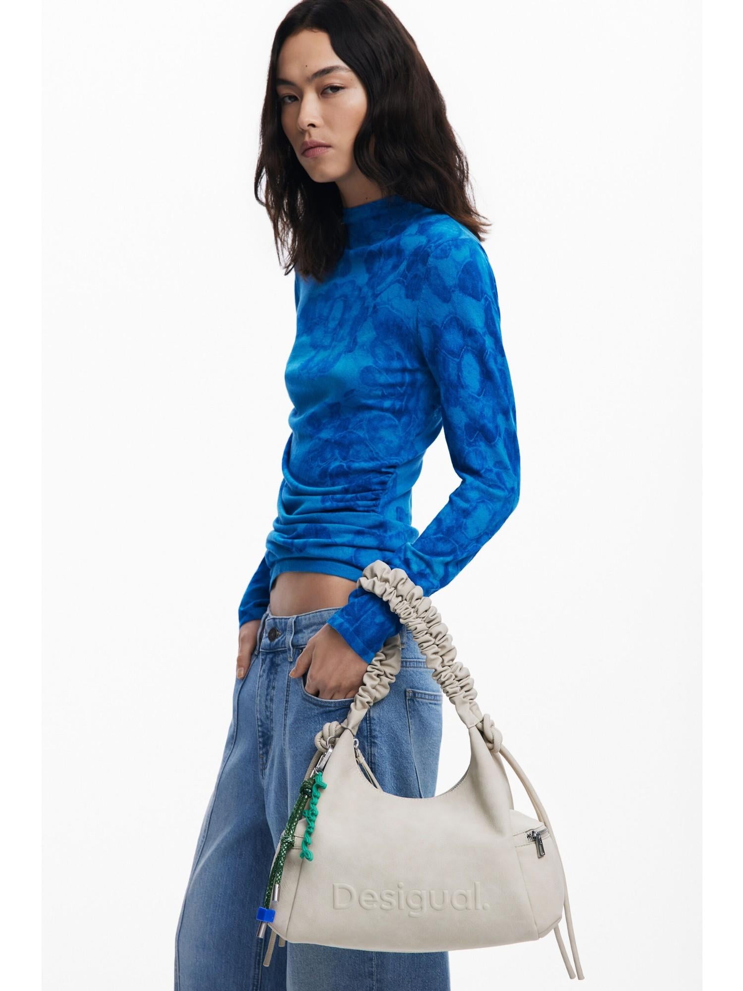 Desigual Borsa logo 3D con manico arricciato media Donna Avorio 25WAXPB0 6006 DESIGUAL