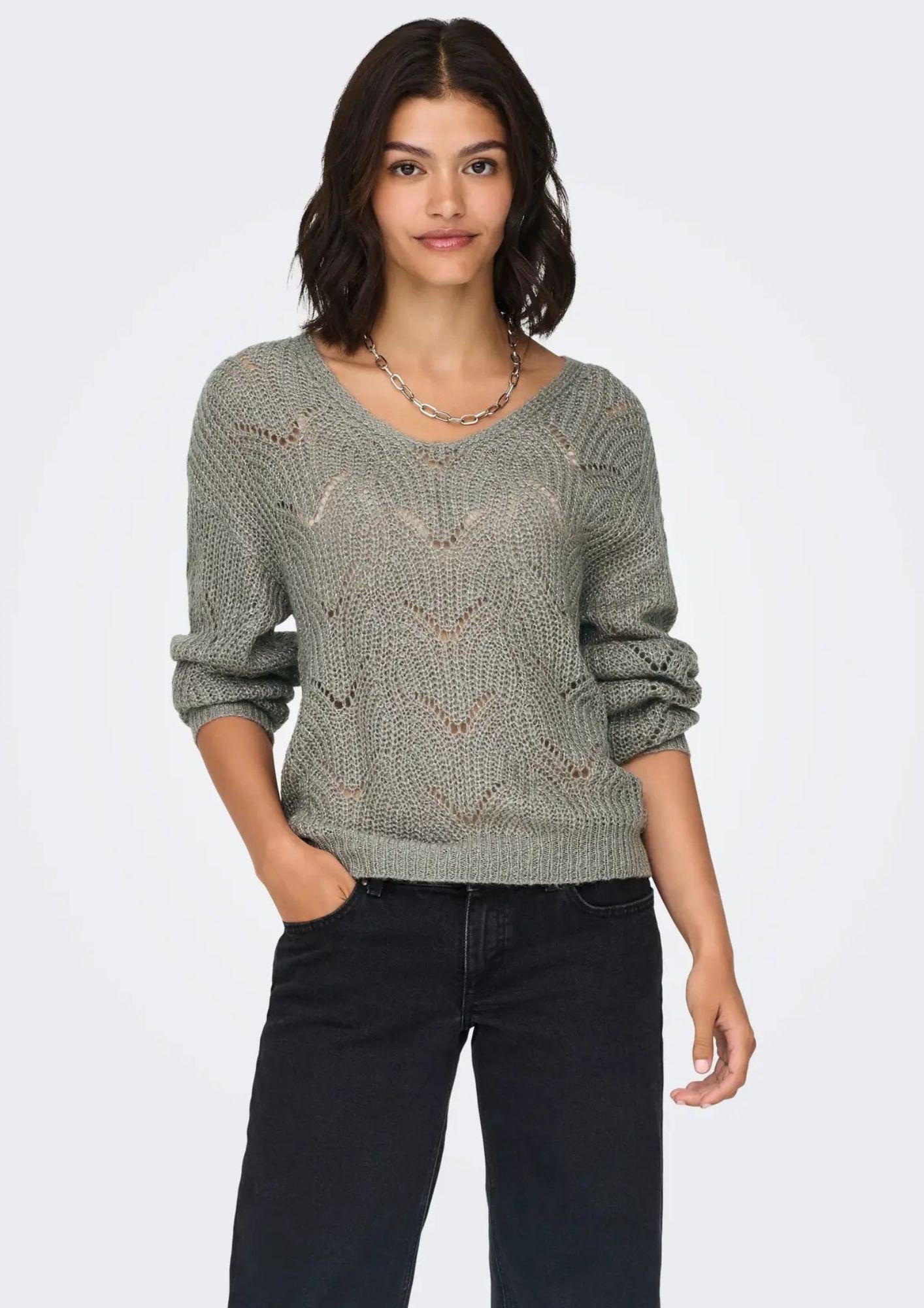 Jacqueline De Yong Maglia Donna Badut Argento 15302387 December Sky SILVER LUREX JACQUELINE DE YONG