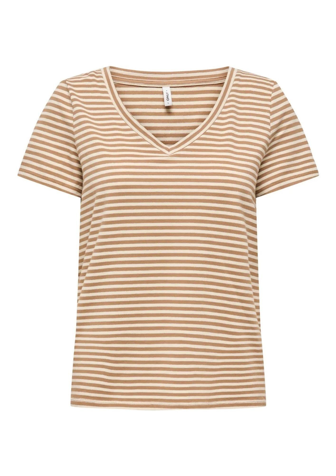 Only T-Shirt Donna Venus Marrone E Grigio Betulla 15368929 Toasted Coconut ONLY