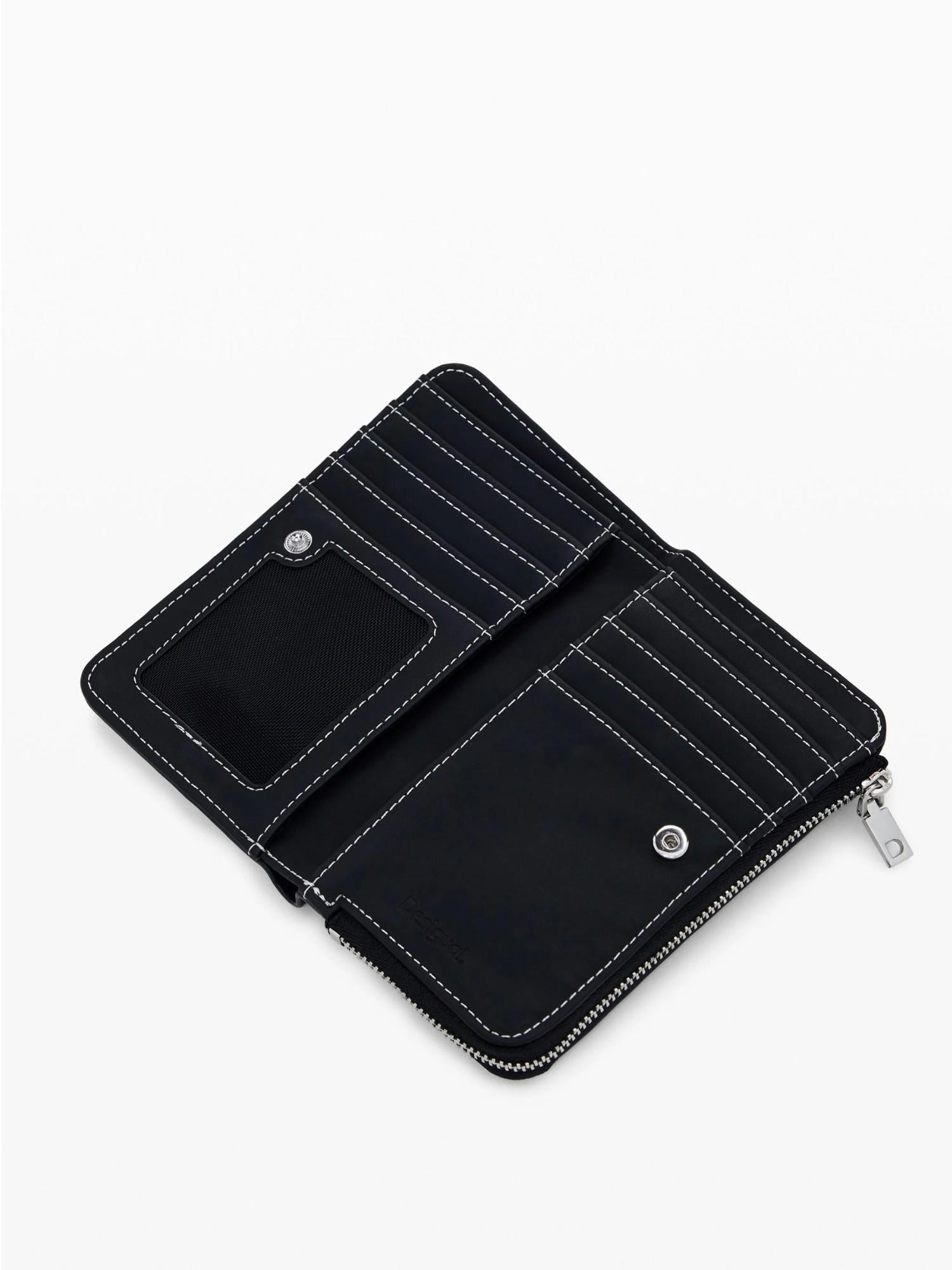 Desigual Portamonete effetto pelle graffiti medio Donna Nero 25WAYP44 2000 DESIGUAL