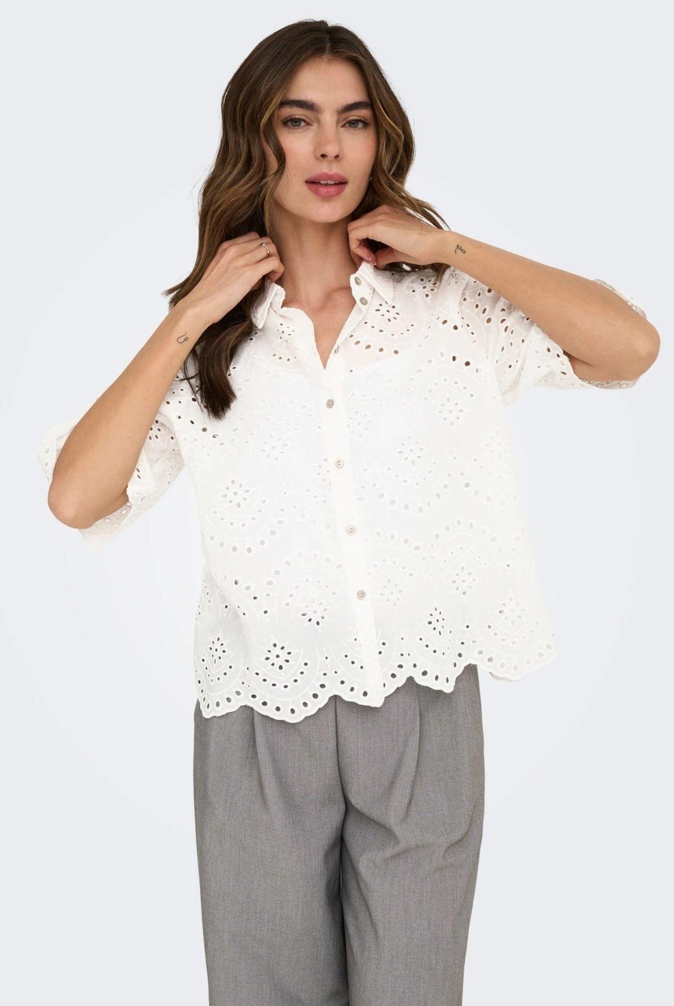 Only Camicia Donna Valais Bianco 15351106 Cloud Dancer ONLY