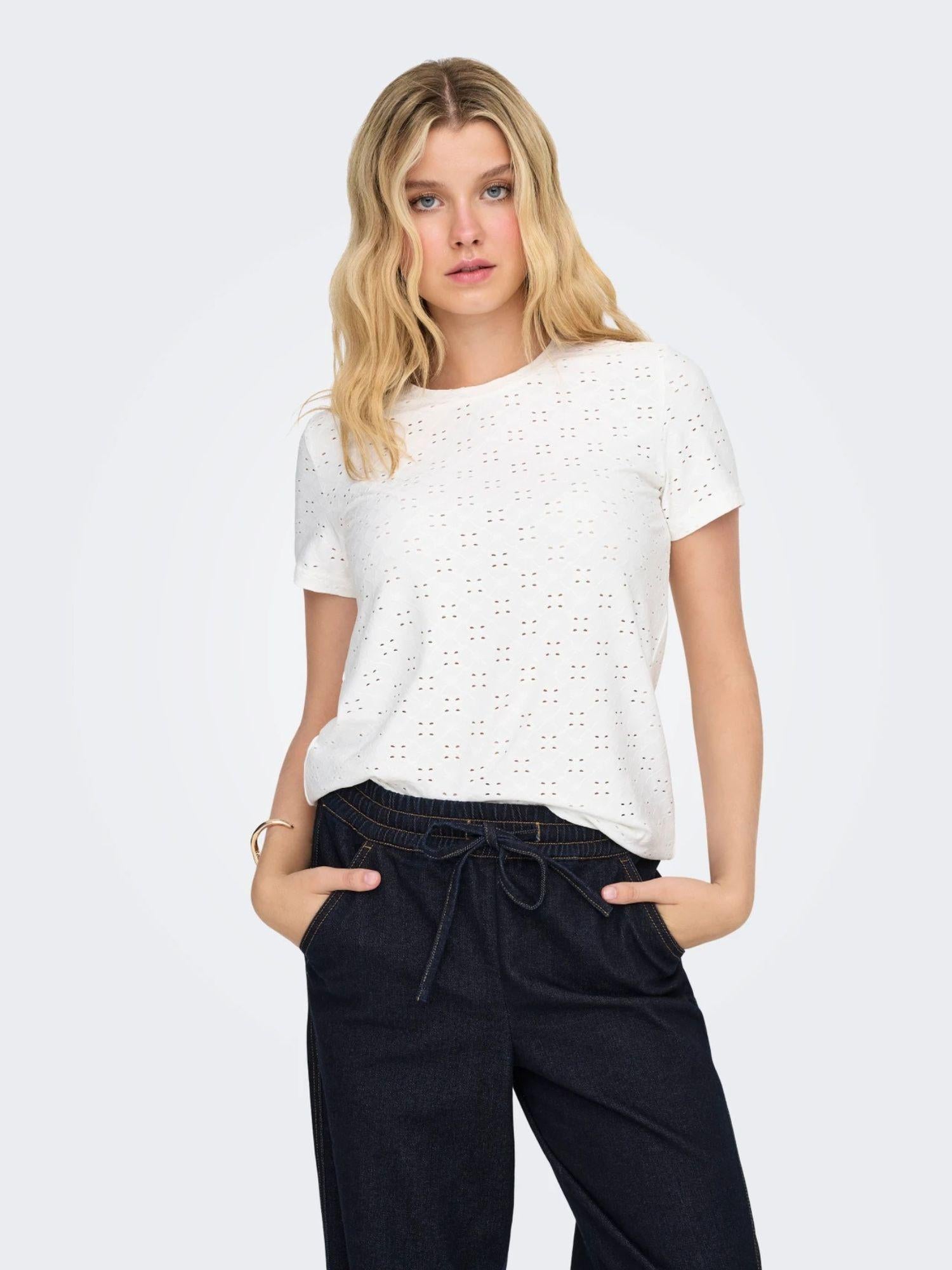 Jacqueline De Yong T-Shirt Donna Bianco Jdycathinka 15158450 Cloud Dancer JACQUELINE DE YONG