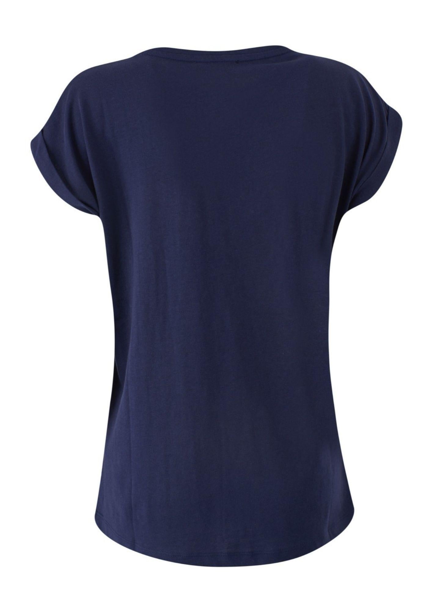 Yes Zee T-Shirt Donna Maniche Pipistrello con Risvolto Blu Navy T215 S100 0710 YES ZEE