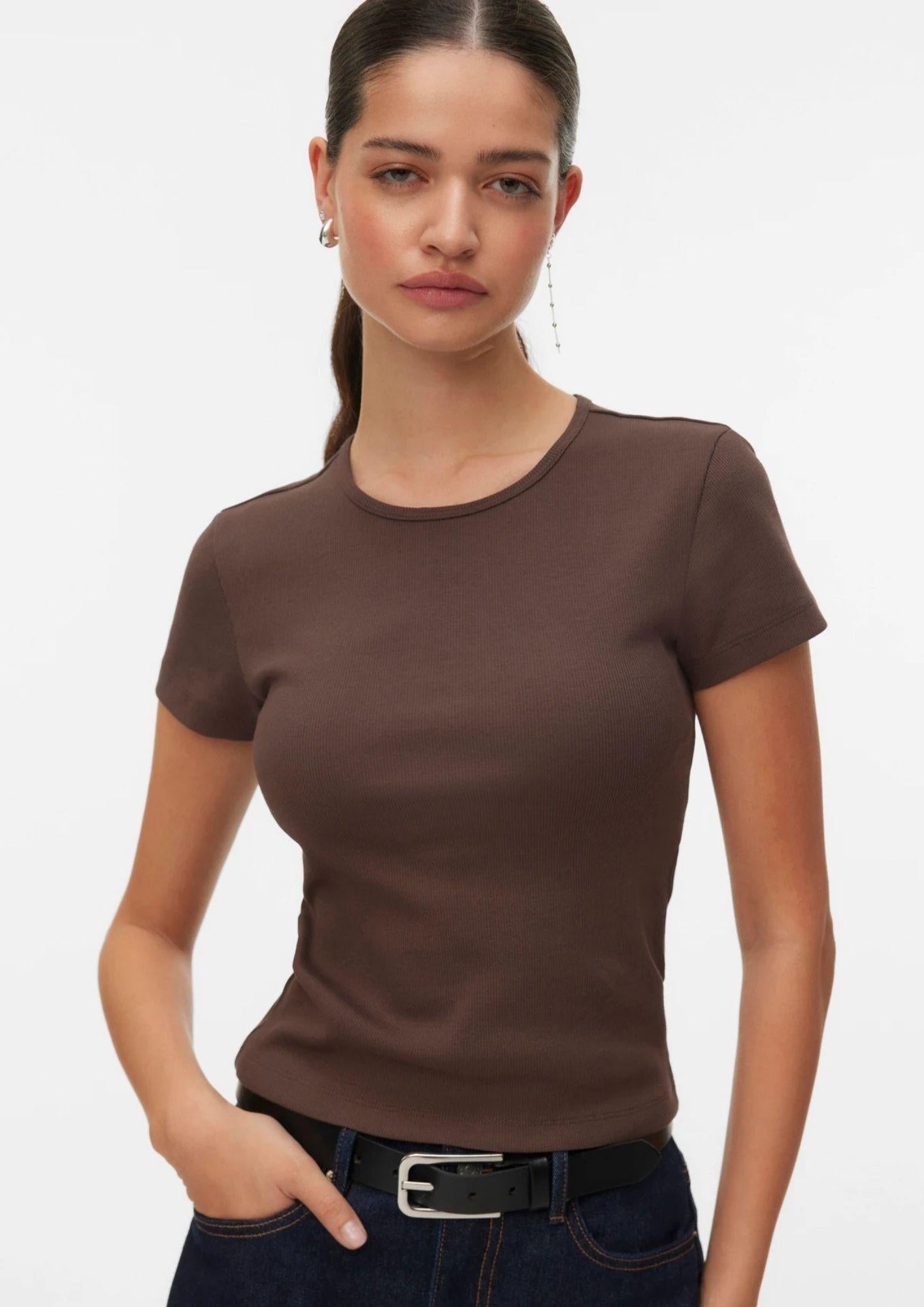 Vero Moda T-Shirt Donna Chloe Marrone Cioccolata 10306894 Chocolate Martini VERO MODA