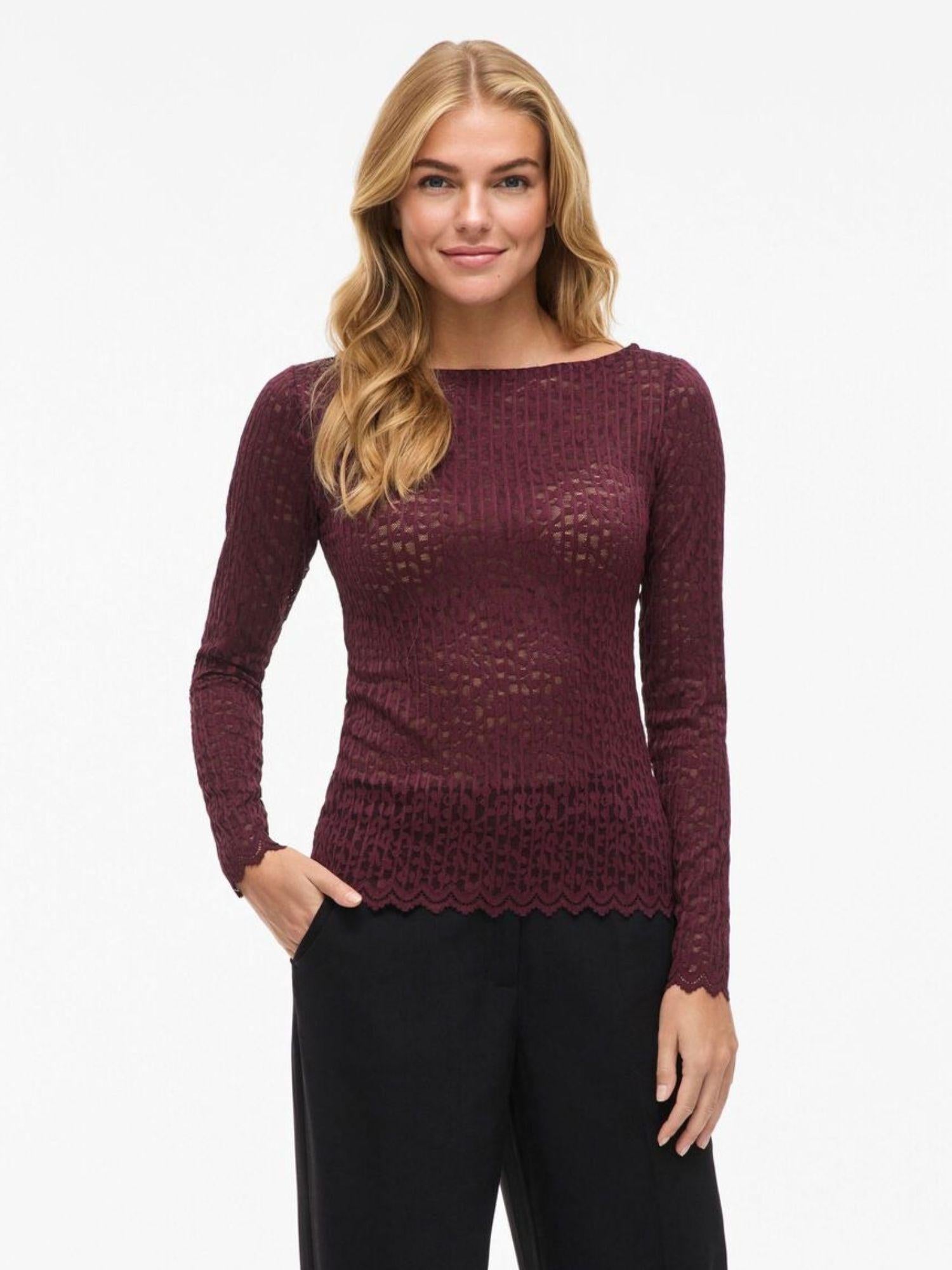 Vila Top Donna Obera Bordeaux 14108569 Purple VILA