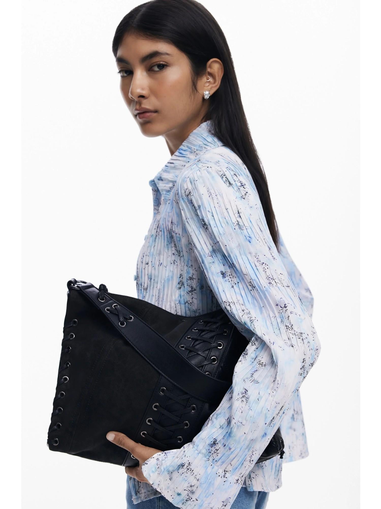 Desigual Borsa a tracolla effetto pelle media Donna Nero 25WAXP79 2000 DESIGUAL