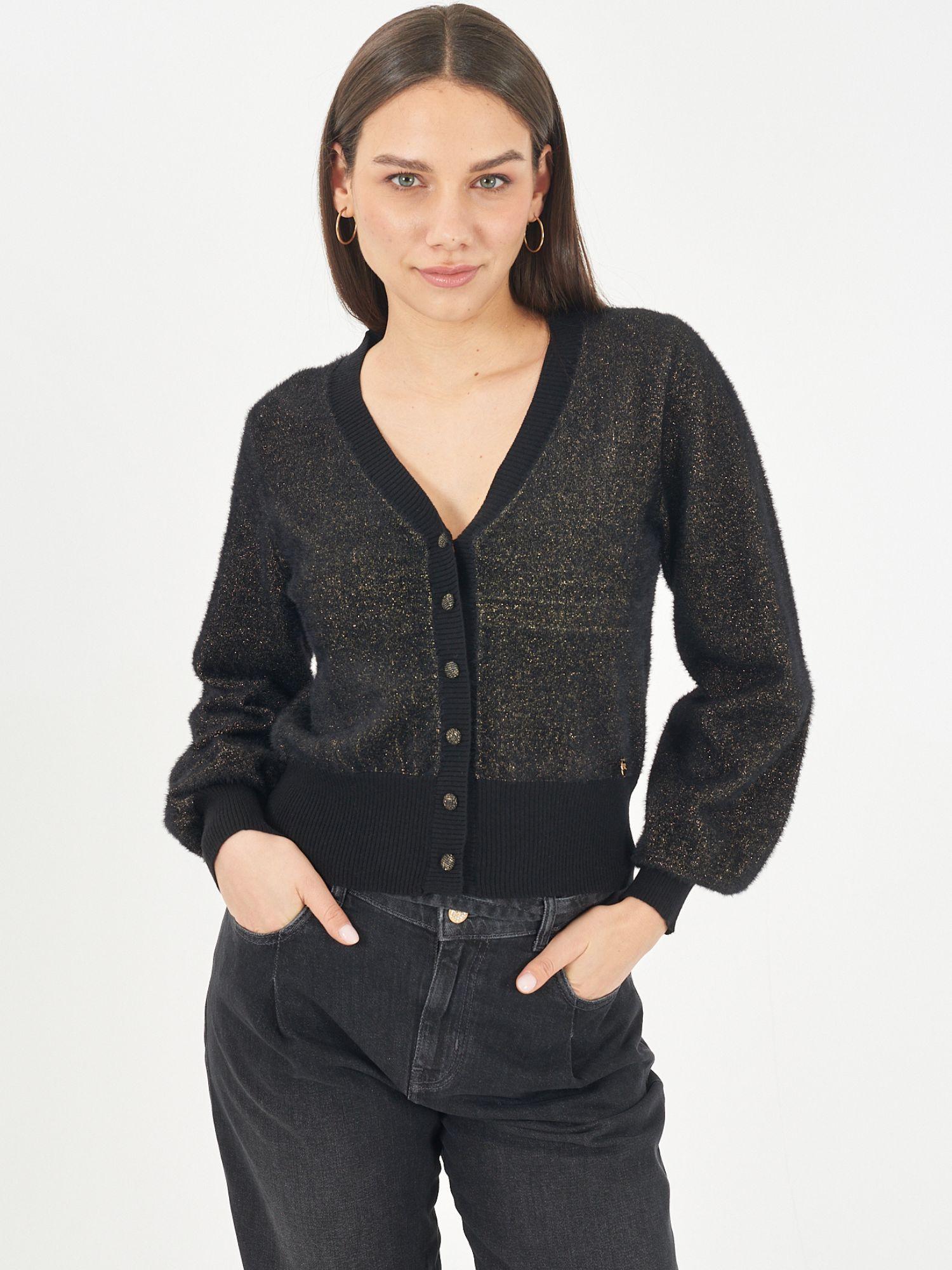 Yes Zee Cardigan Corto Donna Nero M092 IS00 0801 YES ZEE