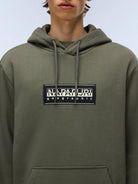 Napapijri Felpa Uomo con Cappuccio Box Logo Verde NP0A4I19 G0A NAPAPIJRI