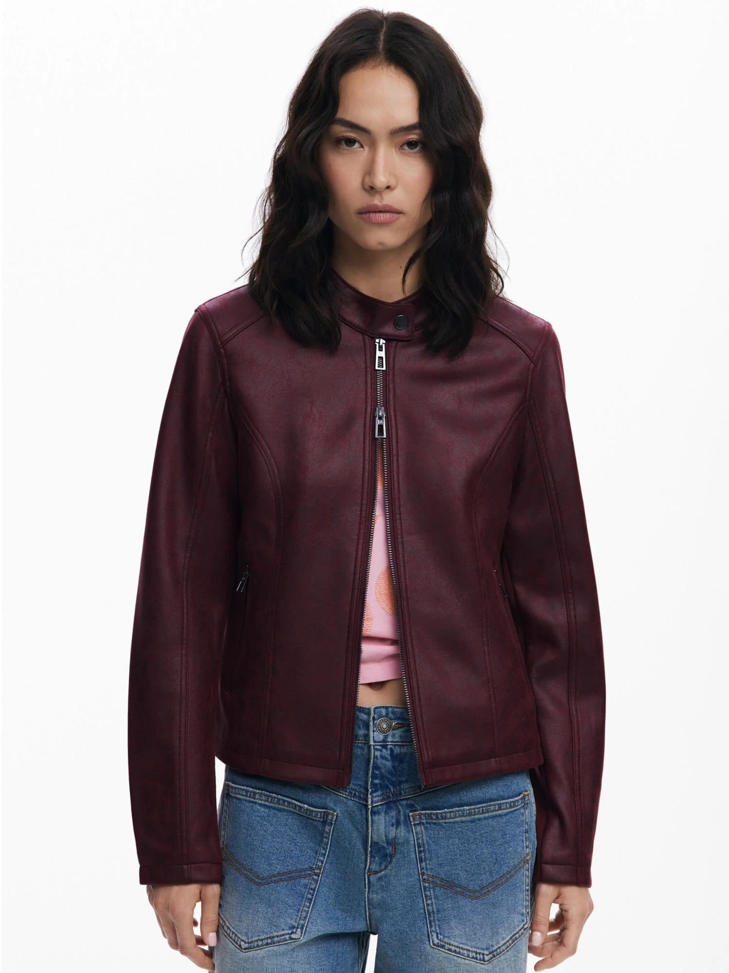 Desigual Giacca Donna Effetto Pelle Combinata Rossa 25WWEW43 3006 DESIGUAL