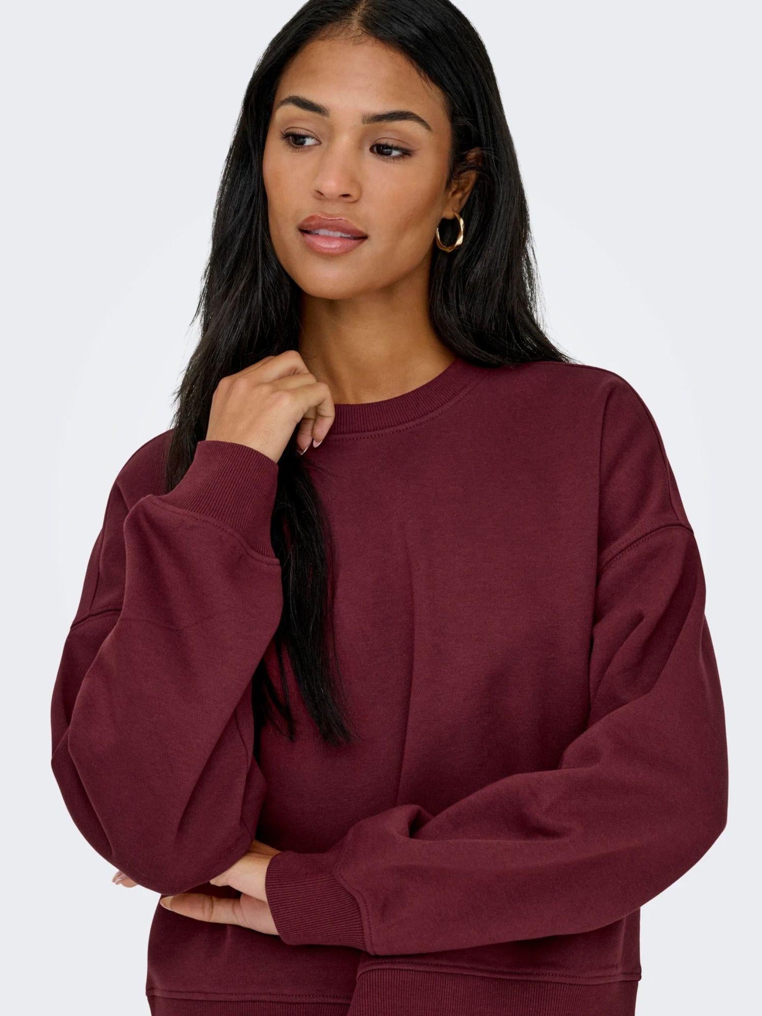 Only Felpa Donna Best Rosso Tawny Port 15338727 Tawny Port ONLY