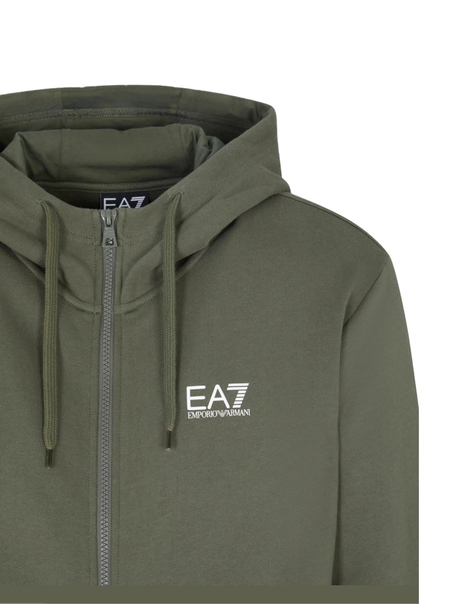 EA7 Emporio Armani Tuta Uomo con cappuccio e zip Verde Nero 8NPV68 PJVTZ M7059 EA7 EMPORIO ARMANI