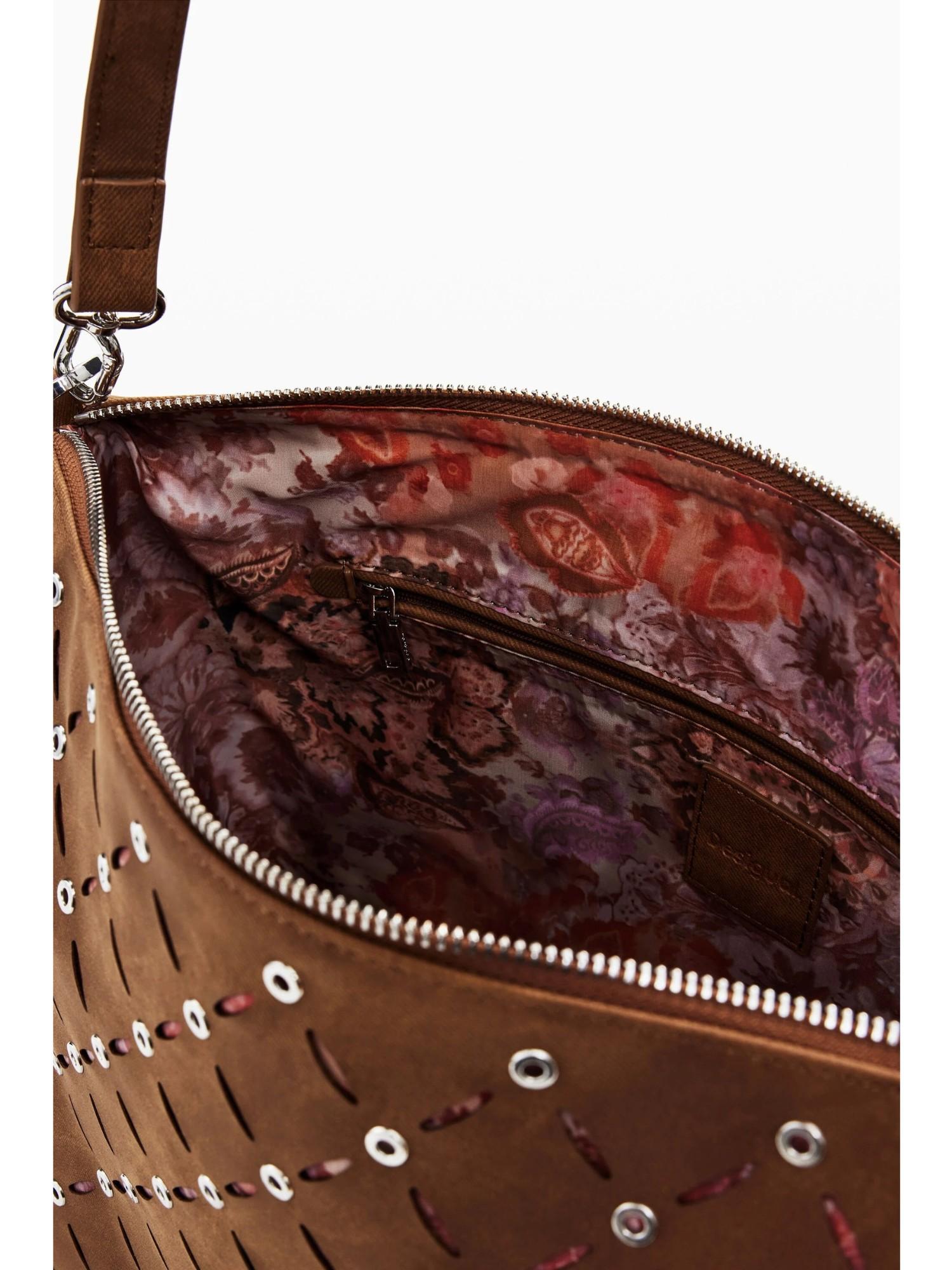 Desigual Borsa effetto pelle traforata media Donna Marrone 25WAXPB5 6011 DESIGUAL