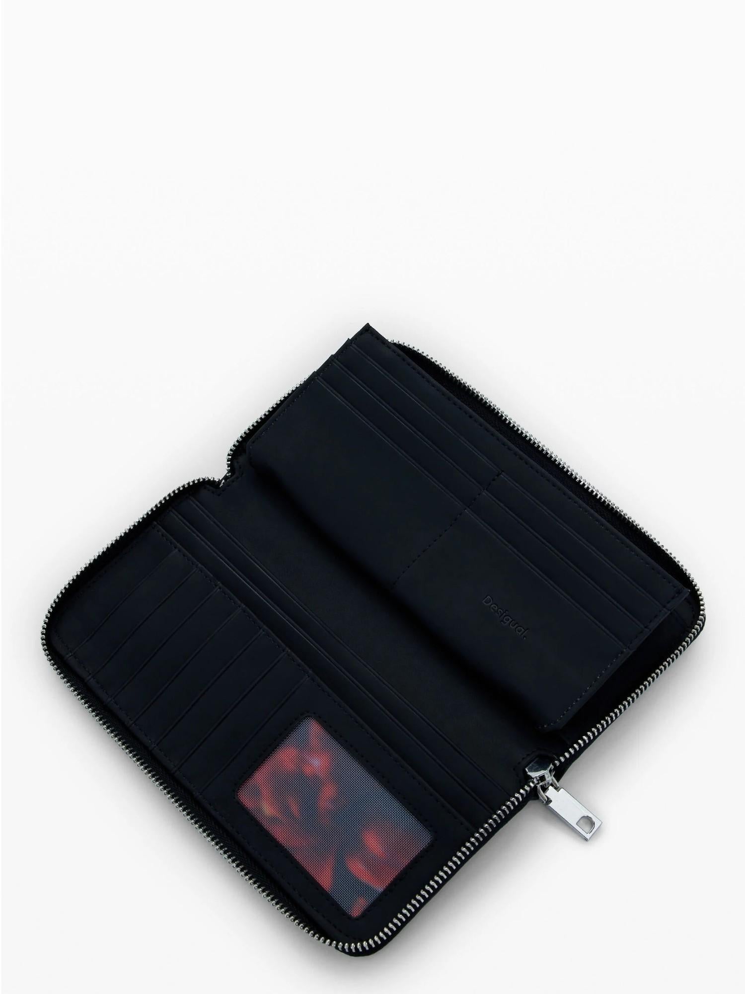 Desigual Portafoglio traforato con borchie grande Donna Nero 25WAYP33 2000 DESIGUAL