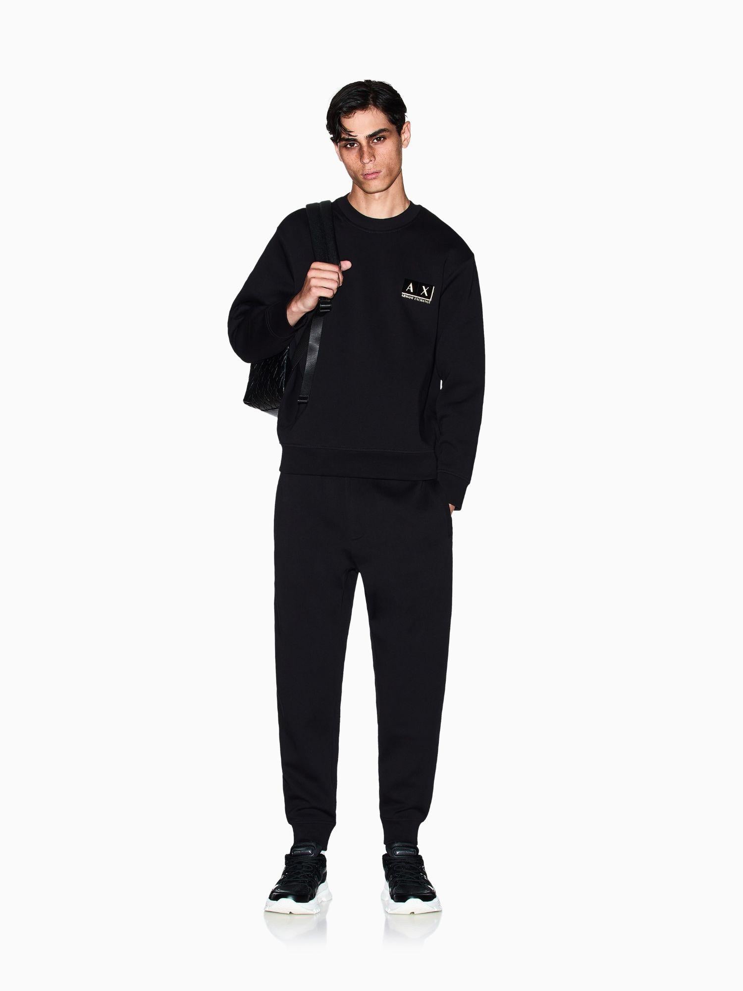 Armani Exchange Felpa Uomo Nera Girocollo in Cotone XM001892 AF10818 MC004 ARMANI EXCHANGE