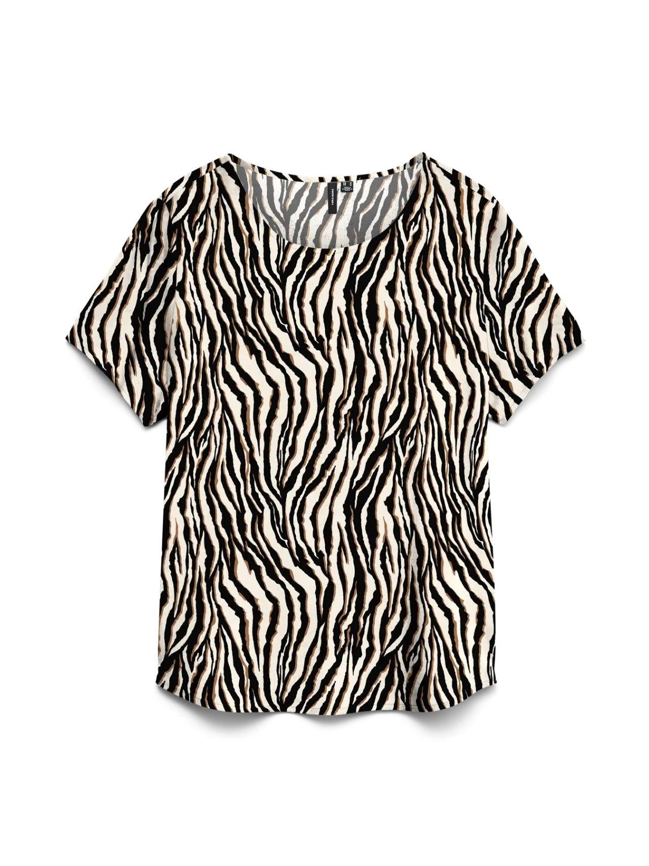 Vero Moda Top Donna Easy Bianco Avena Animalier 10297345 Oatmeal Dolly VERO MODA