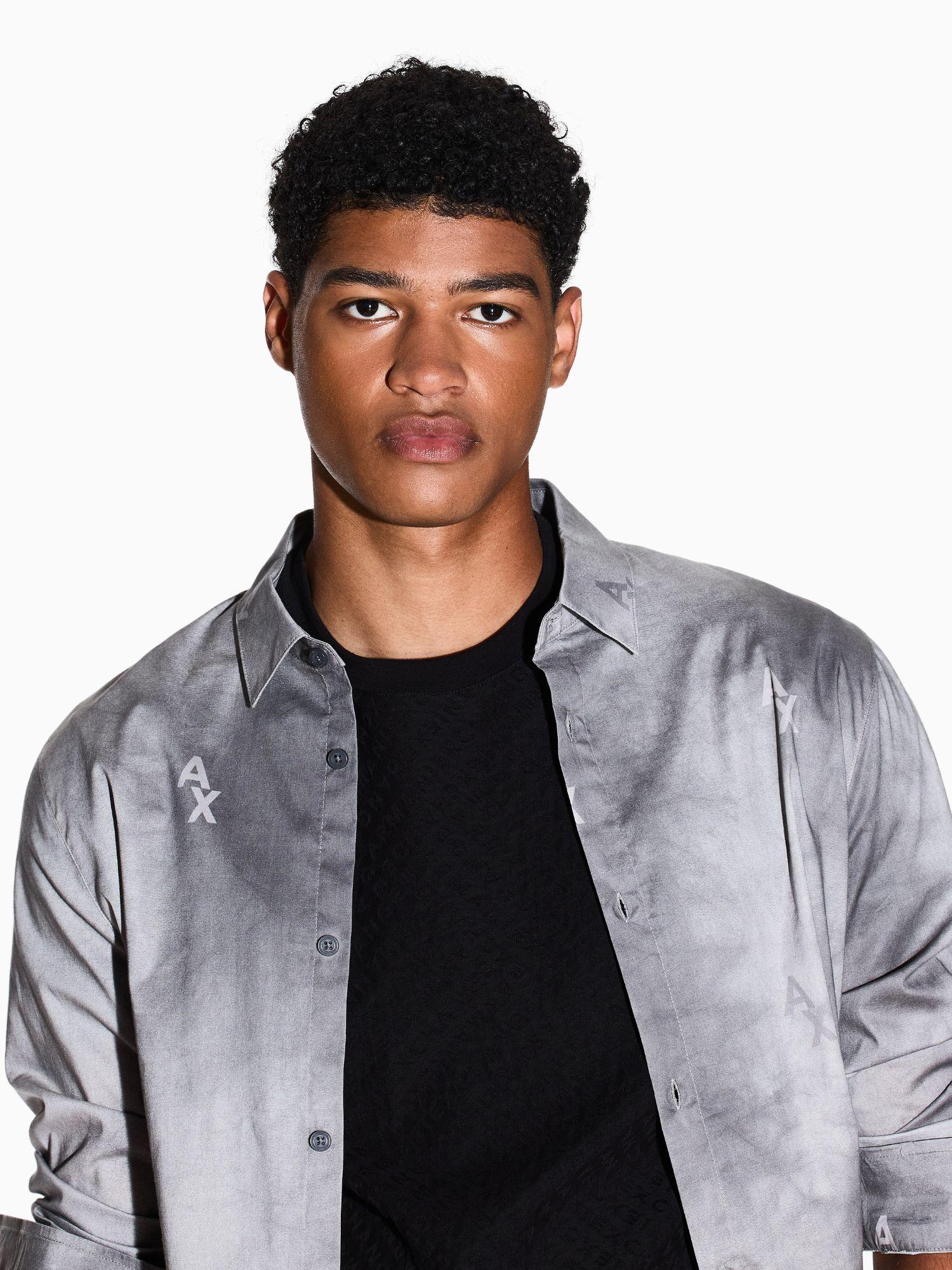 Armani Exchange T-Shirt Uomo Regular Fit in Tessuto Jacquard Nero XM001431 AF10337 FC022 ARMANI EXCHANGE