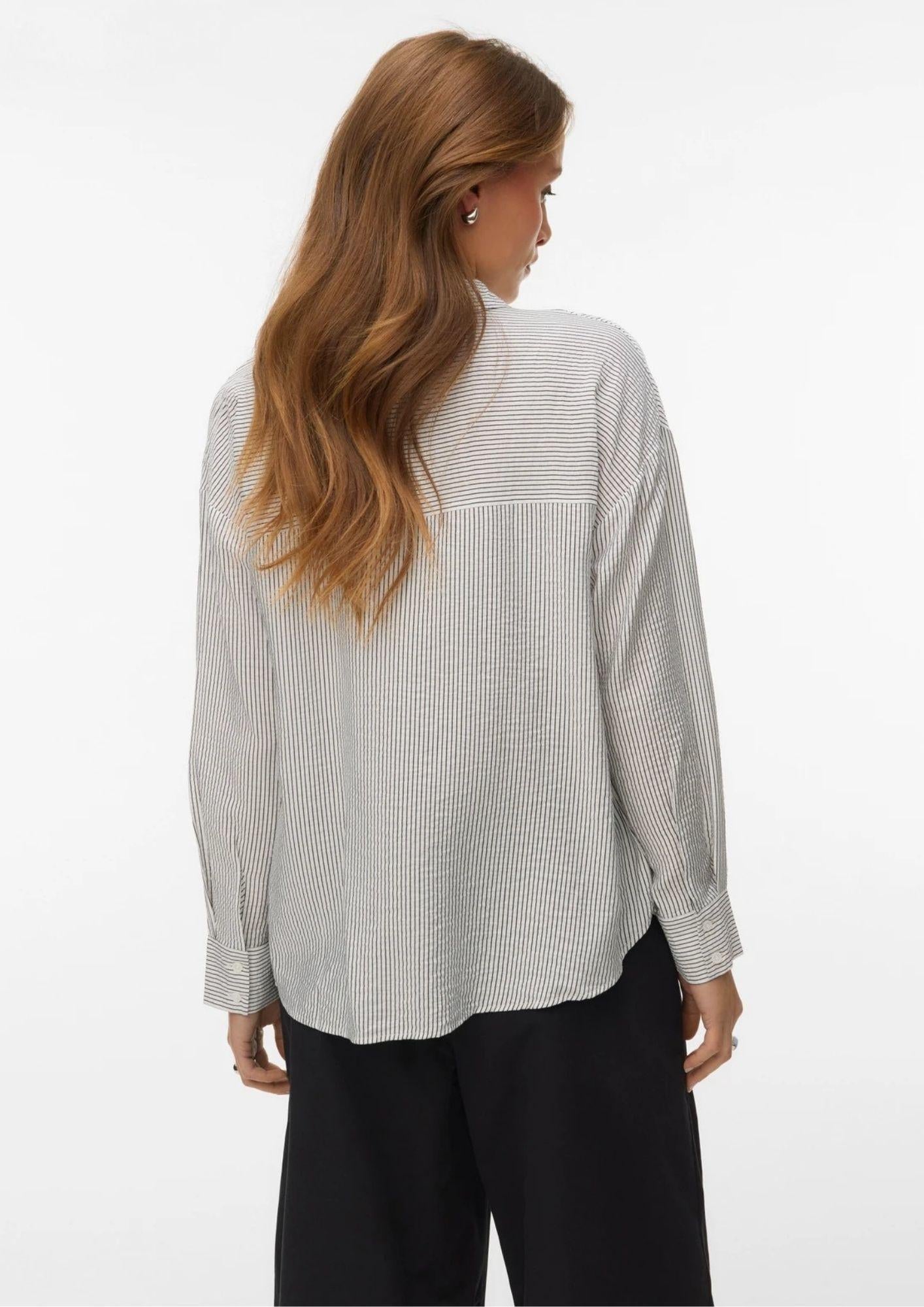 Vero Moda Camicia Donna Kaja Bianca Righe Nere 10340687 Snow White Amanda Black VERO MODA