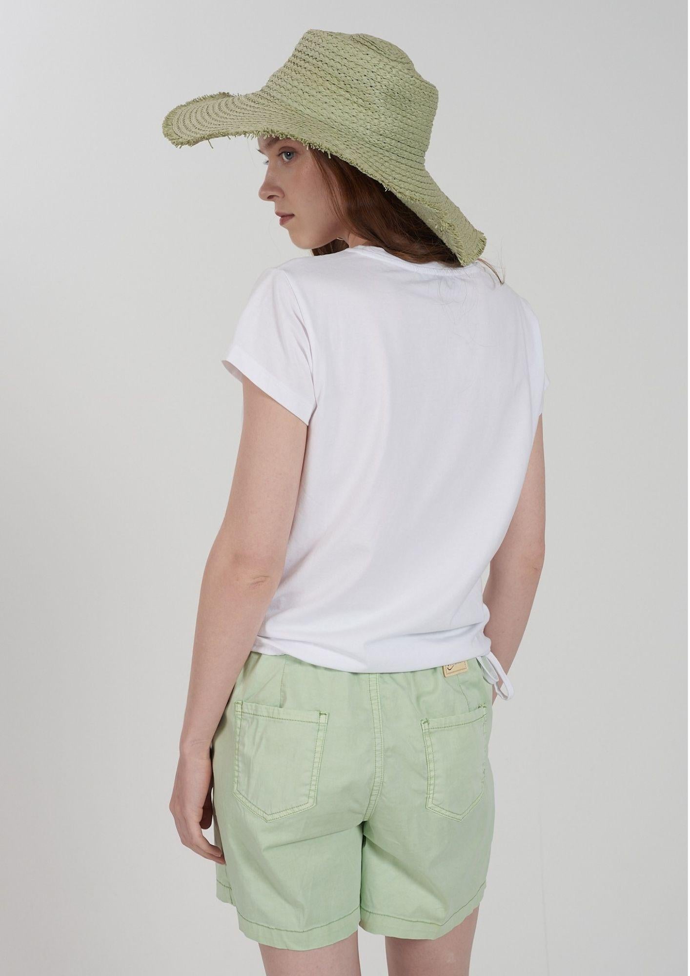 Yes Zee T-Shirt Donna Scollo a V Coulisse Sul Fondo Bianco Gesso T270 S700 0107 YES ZEE