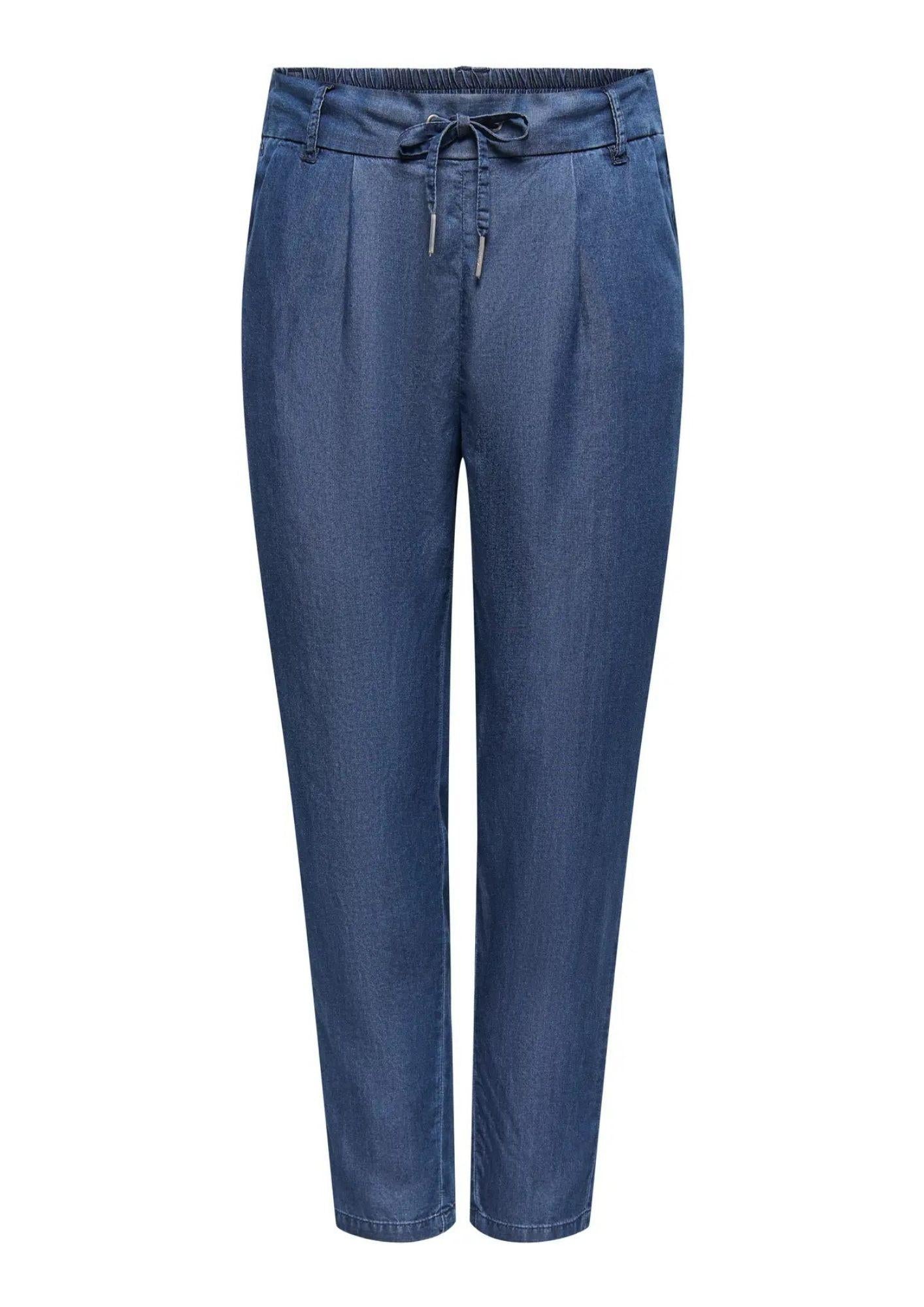 Only Pantalone Donna Poptrash Blu Denim Scuro 15342874 Dark Blue Denim ONLY
