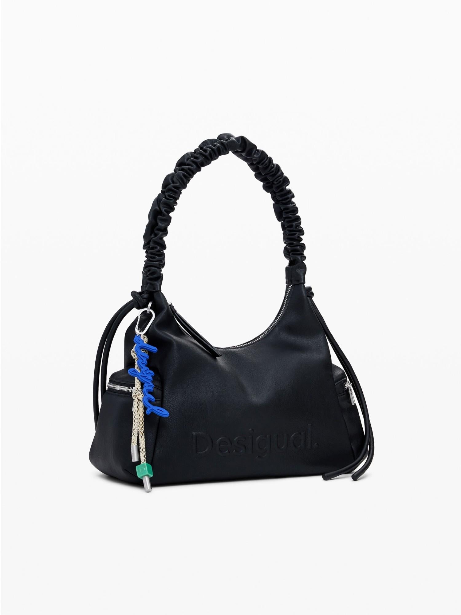 Desigual Borsa logo 3D con manico arricciato media Donna Nero 25WAXP98 2000 DESIGUAL