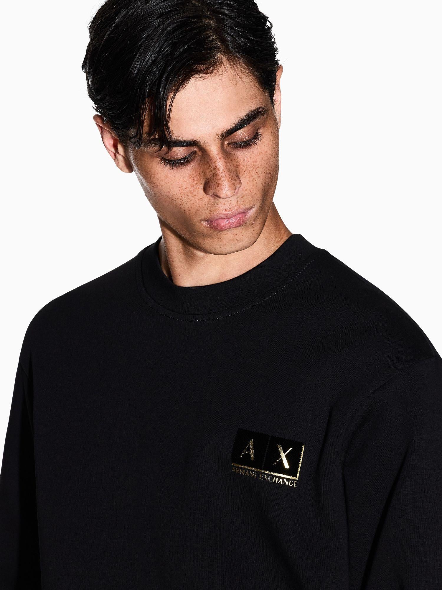 Armani Exchange Felpa Uomo Nera Girocollo in Cotone XM001892 AF10818 MC004 ARMANI EXCHANGE