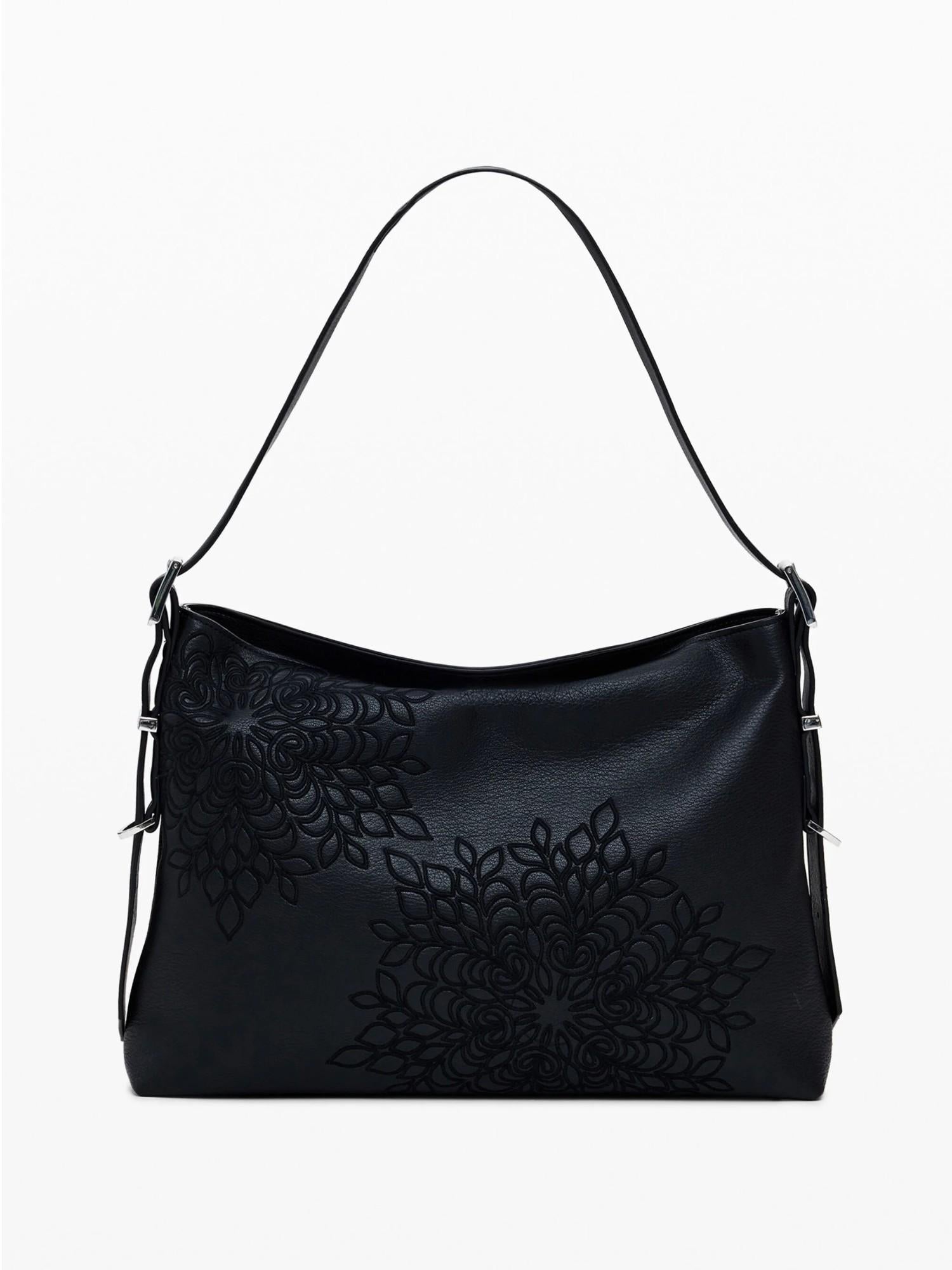 Desigual Borsa effetto pelle ricamata media Donna Nero 25WAXPA0 2000 DESIGUAL