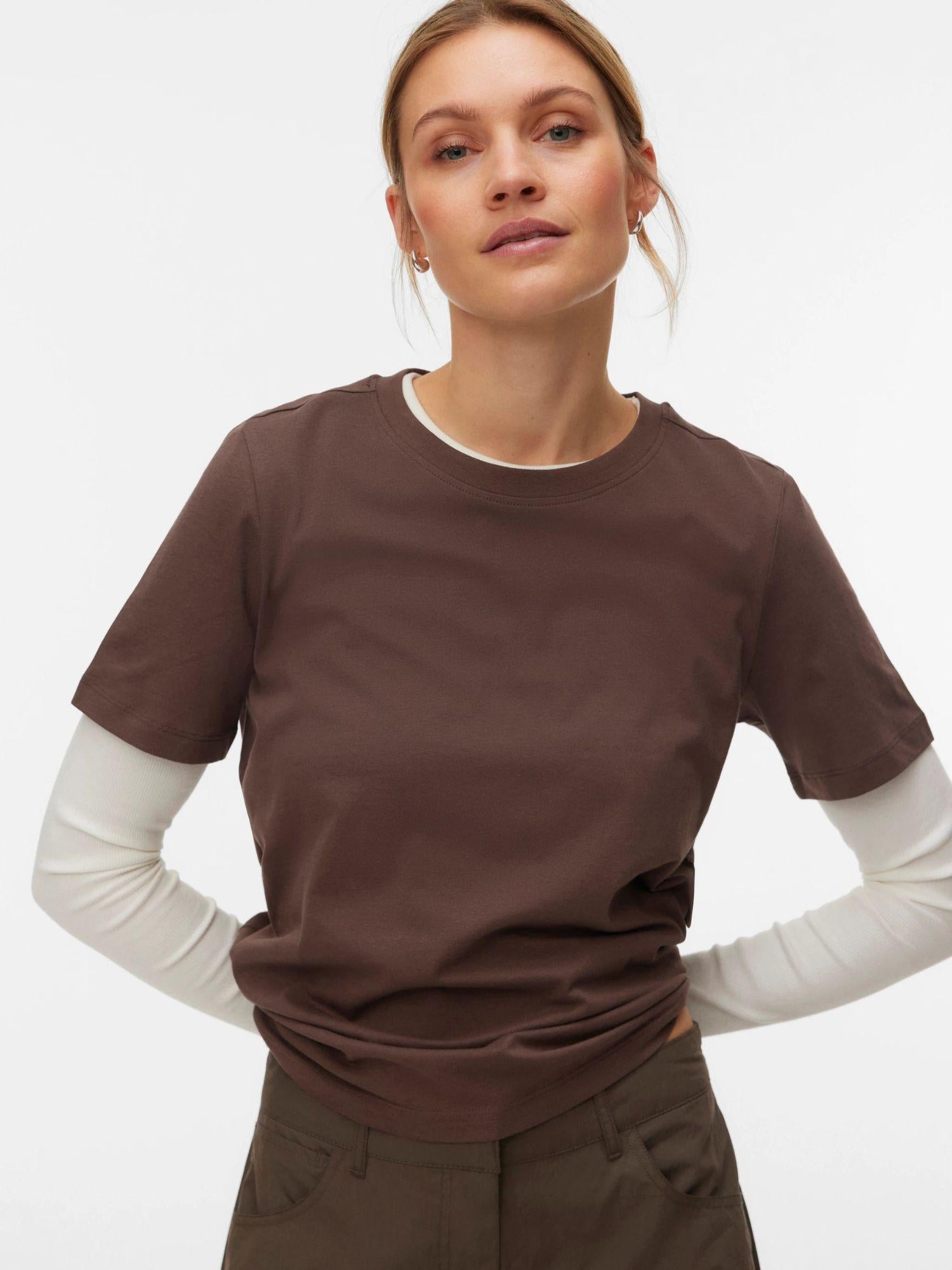 Vero Moda T-Shirt Donna Chocolate Martini Vmpaulina 10316991 CHOCOLATE MARTINI VERO MODA