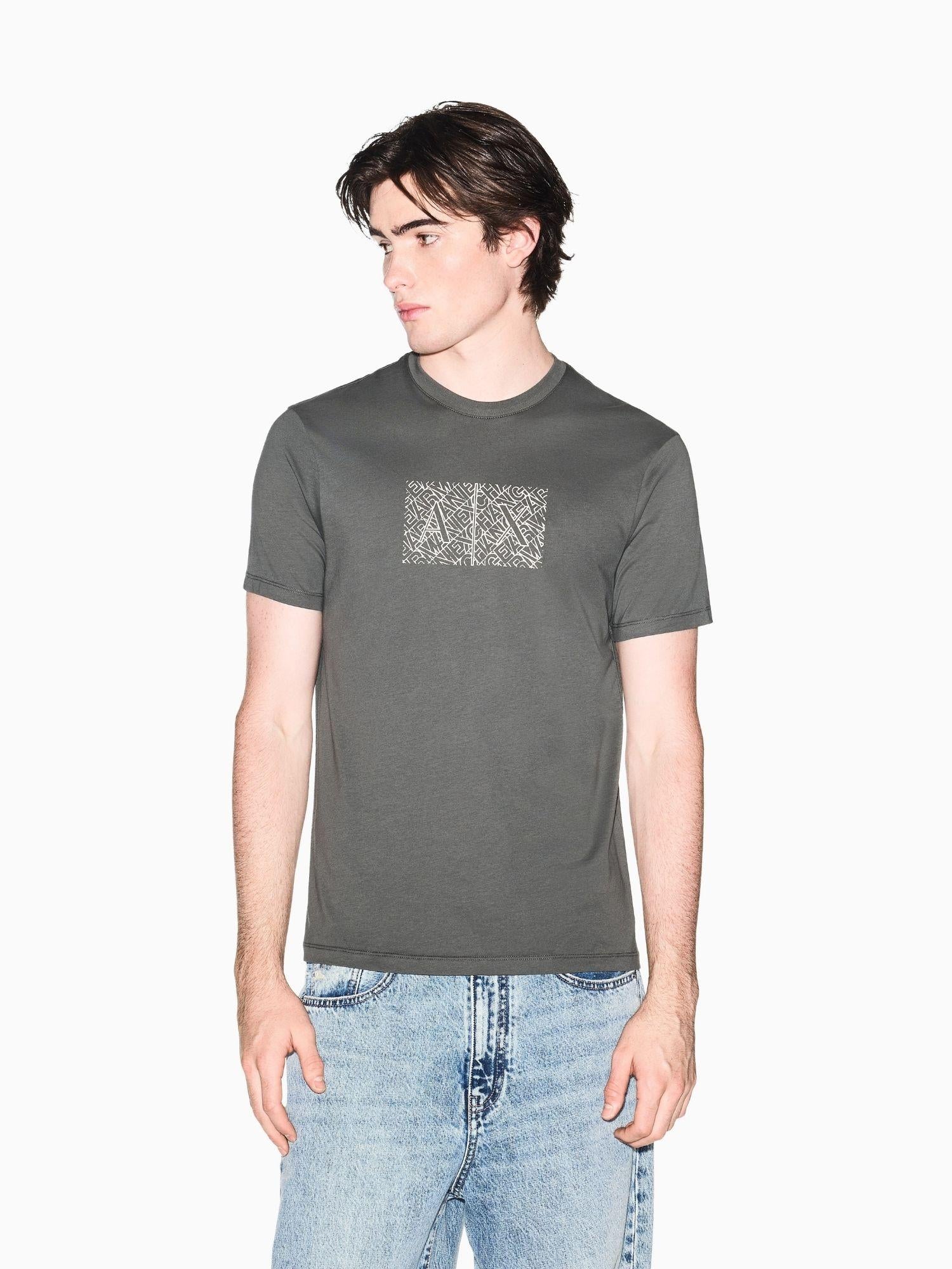 Armani Exchange T-Shirt Uomo Grigia Slim Fit in Jersey di Cotone Classico XM002784 AF10356 U8144 ARMANI EXCHANGE