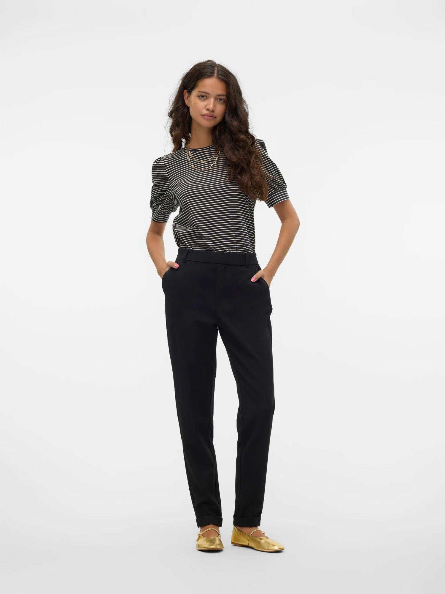 Vero Moda Pantaloni Donna Maya A Vita Media Nero 10225280 Black VERO MODA