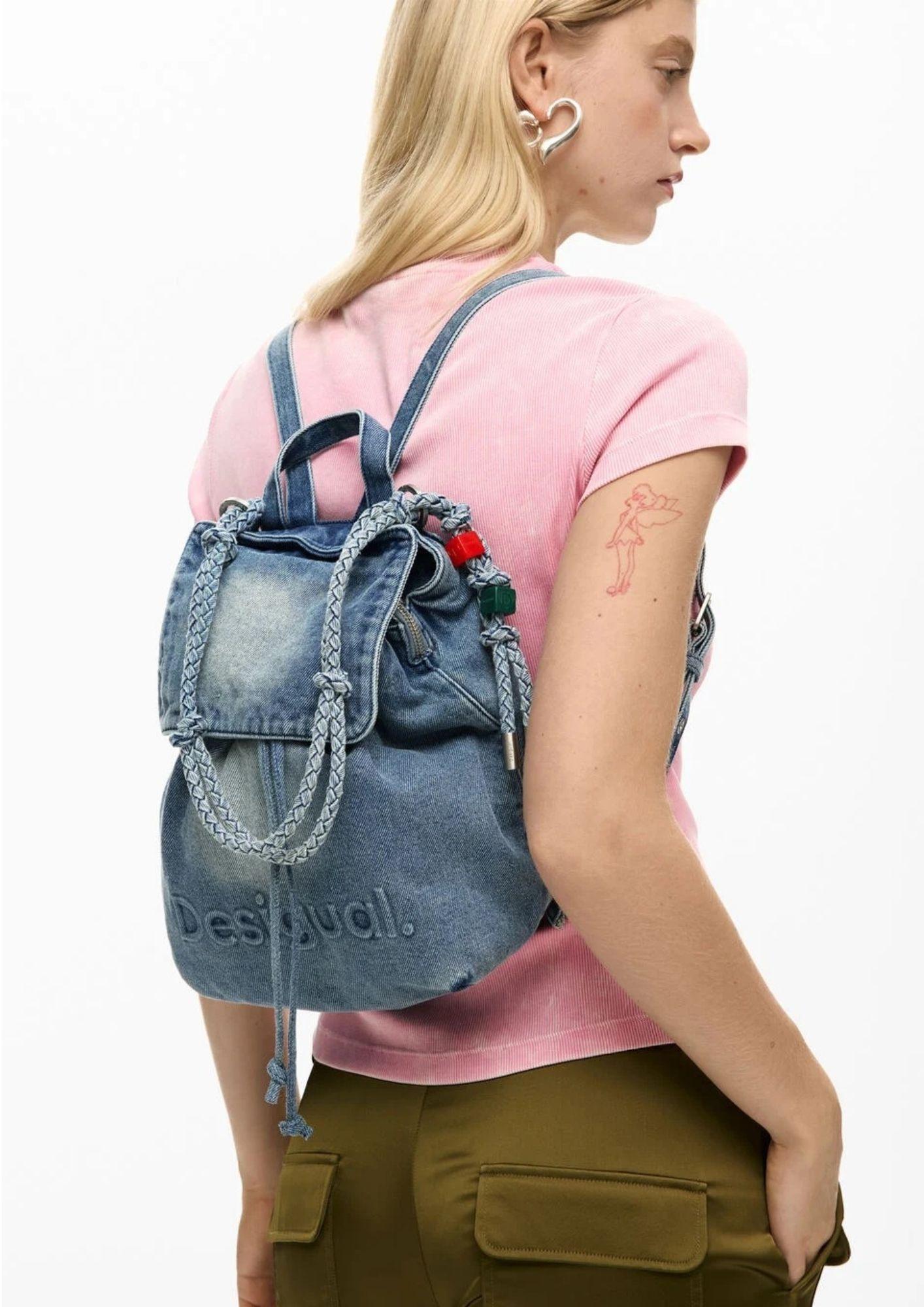Desigual Zaino Donna Backhalf Logo Denim Luena Mini Denim Chiaro 26SAKD07 5005 DESIGUAL