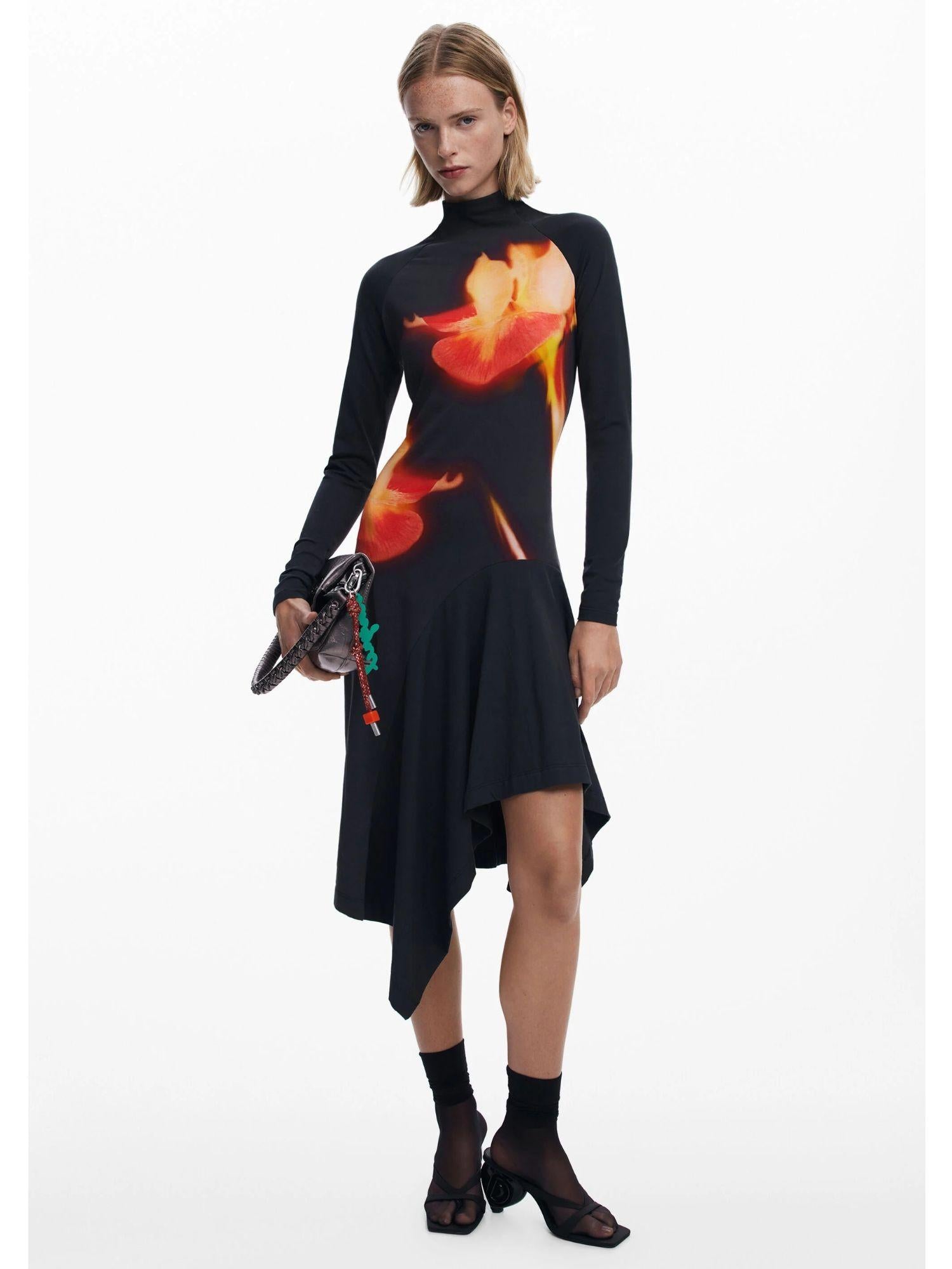 Desigual Abito aderente asimmetrico Donna Nero 25WWVK40 2000 DESIGUAL