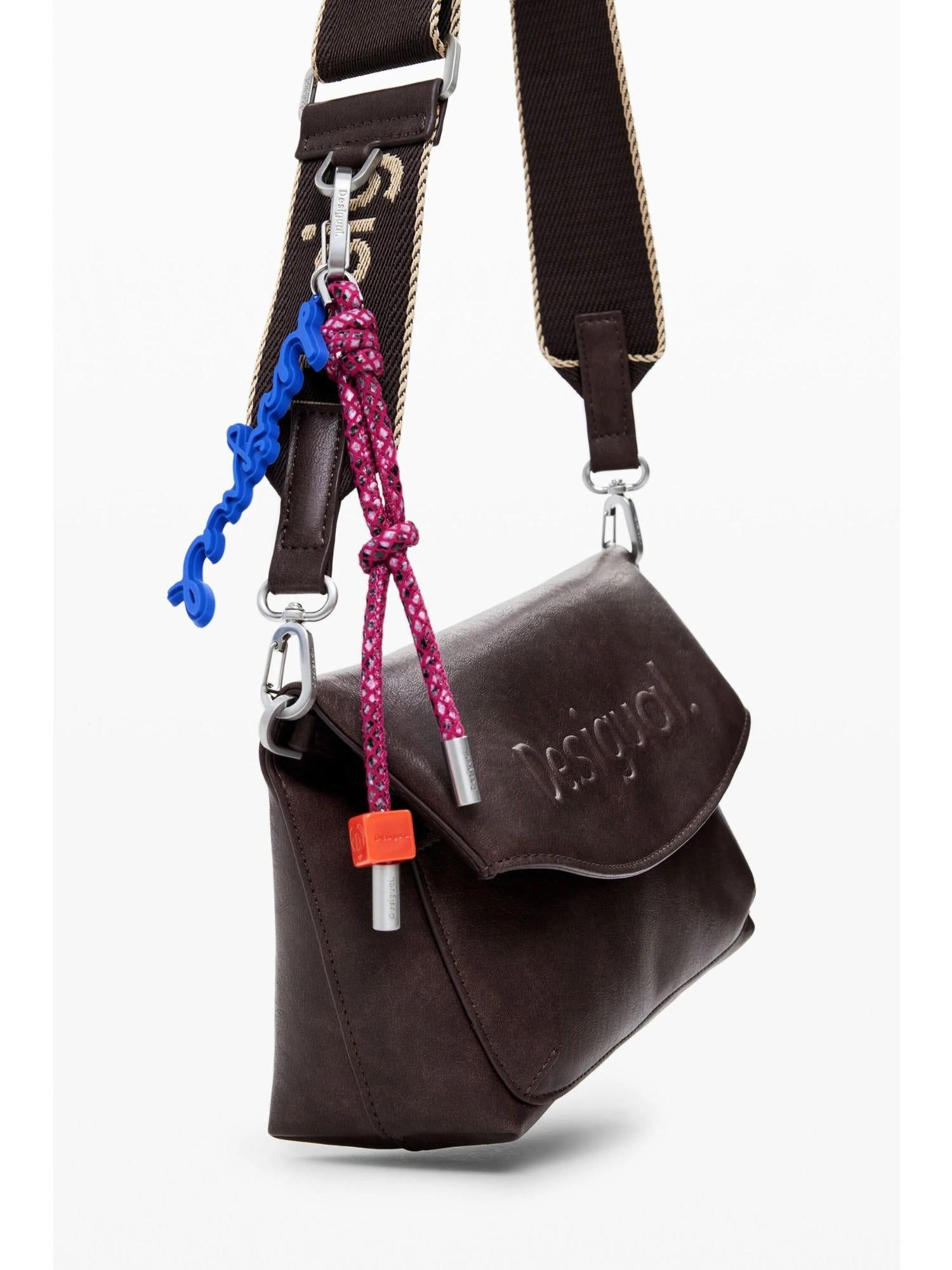 Desigual Borsa effetto camoscio logo 3D medio Donna Marrone 25WAXP70 6009 DESIGUAL