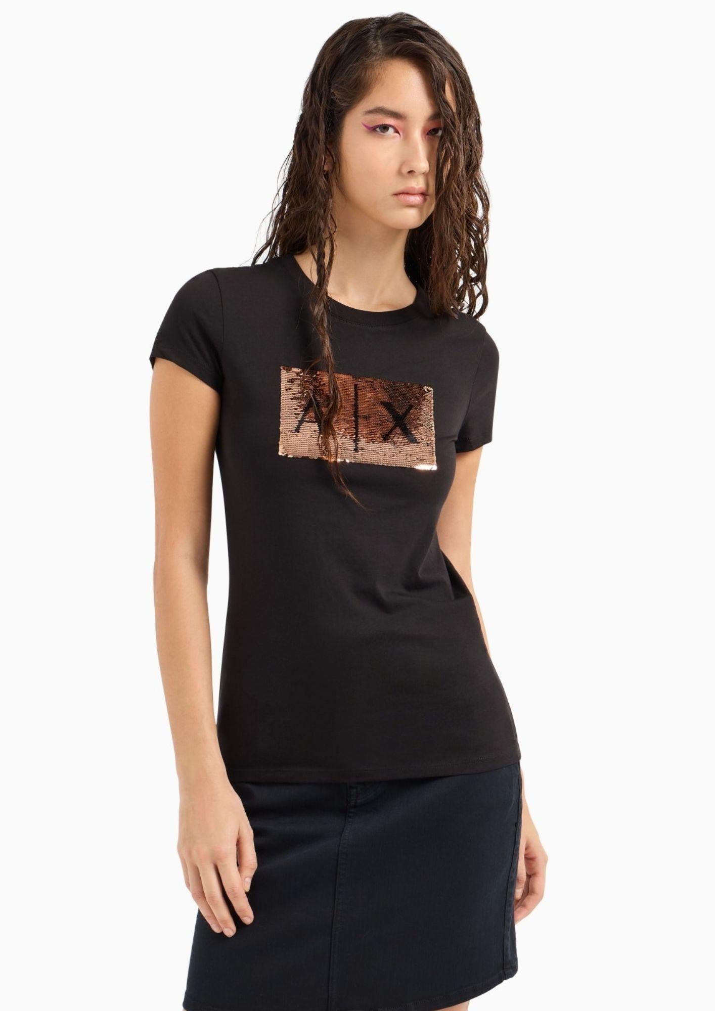 Armani Exchange T-Shirt Donna Nera 8NYTDL YJ73Z 6231 ARMANI EXCHANGE